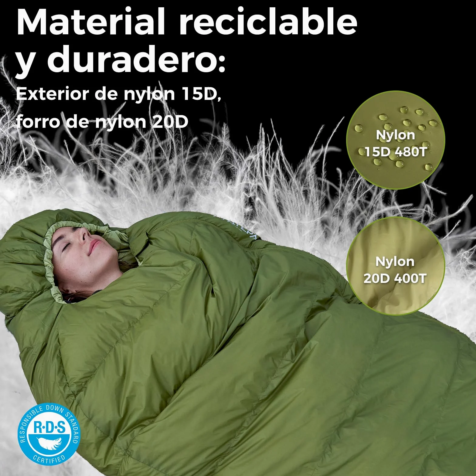 ATEPA Saco de Dormir de Momia, Saco de Dormir para Exteriores, Impermeable, Saco de Dormir para 4 Estaciones, Ideal para Adultos en Camping, Viajes y Aventuras