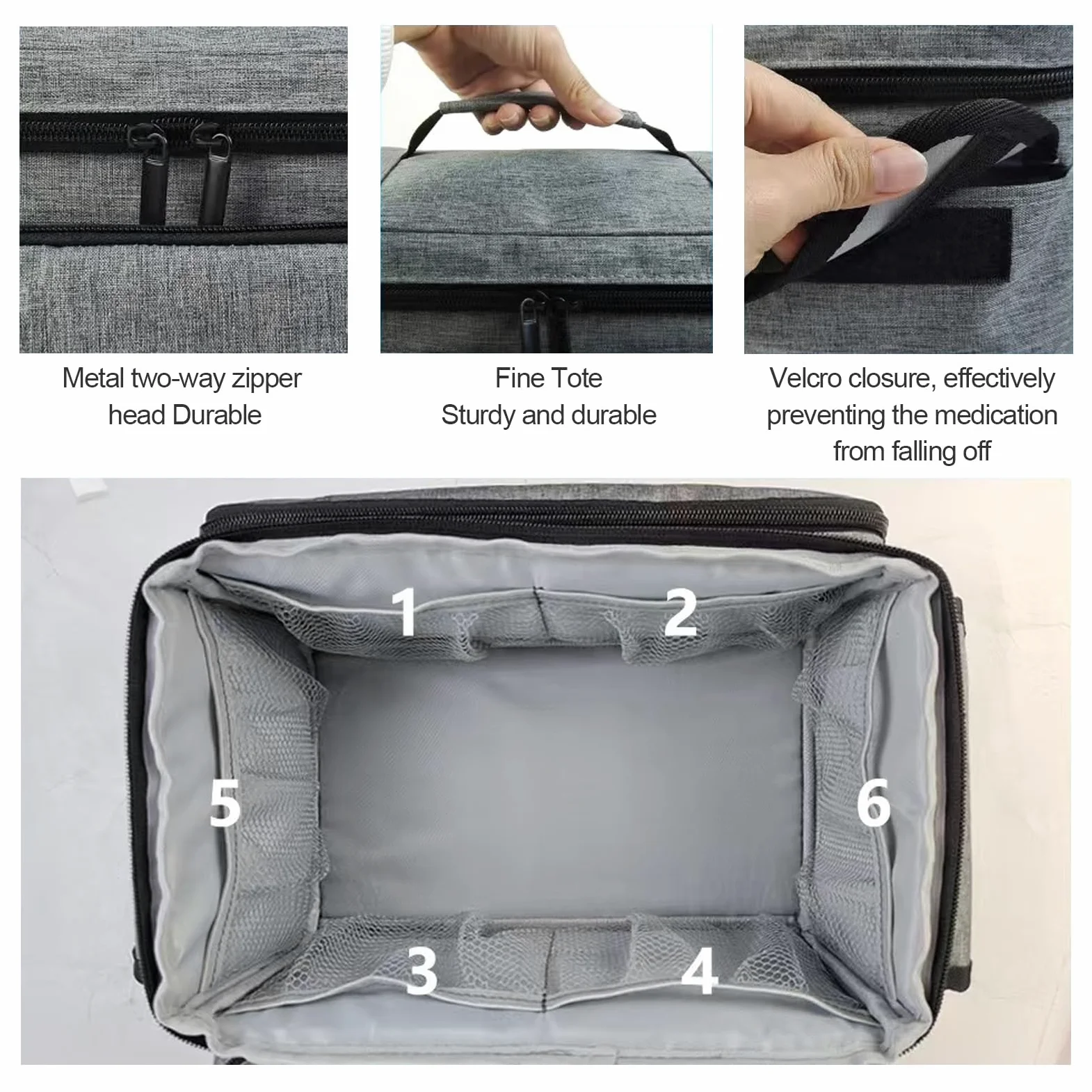 Botiquín De Primeros Auxilios Vacío De Gran Capacidad,Bolsa De Almacenamiento De Suministros Médicos De Primeros Auxilios,Ideal For El Hogar,Viajes Y Exteriores(Gray)
