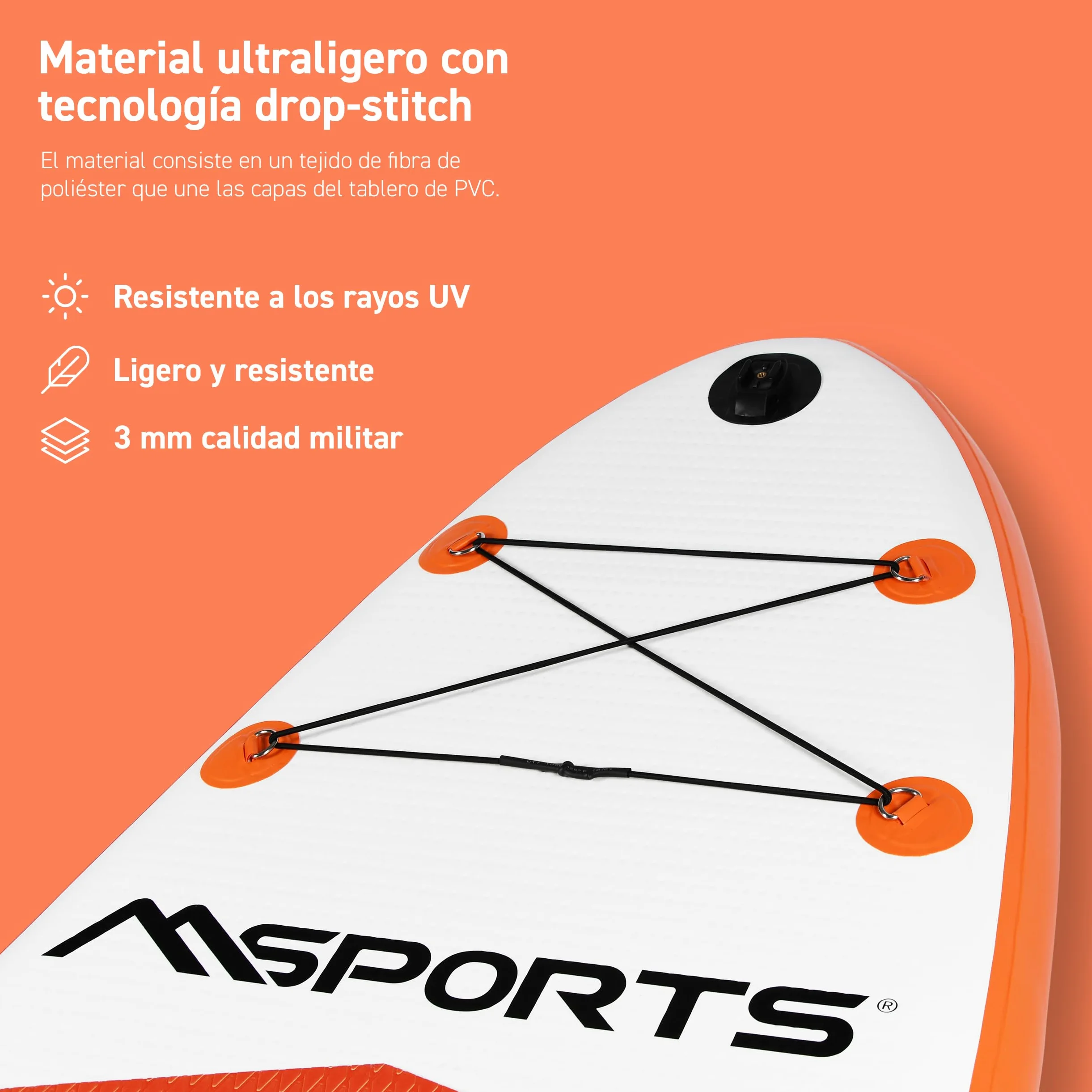 MSPORTS SUP - Tabla de surf de remo hinchable, accesorios completos, remo ajustable, bomba de alta calidad + 2 bastones de remo + bolsa impermeable para smartphone + bolsa multifunción