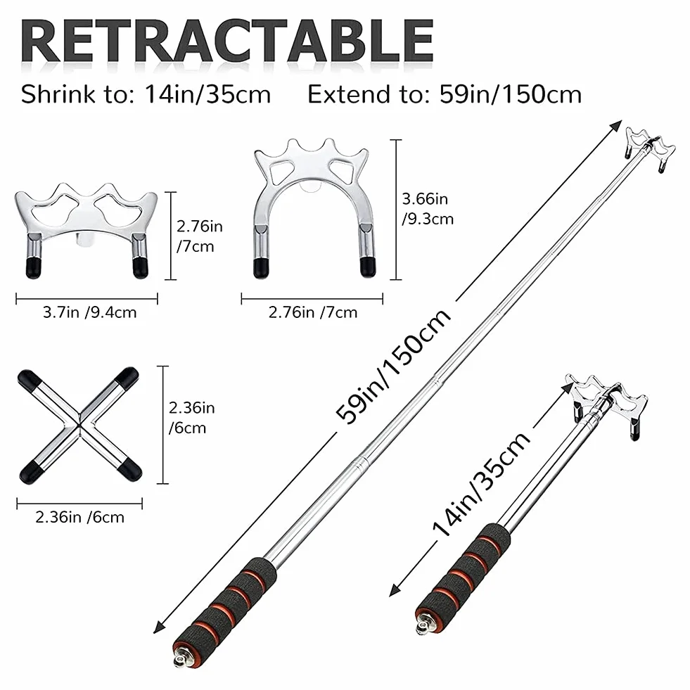 TORR Puente RetráCtil para Tacos de Billar con 3 Piezas de Cabeza de Puente de LatóN ExtraíBle, Accesorios para Tacos de Billar, Plateado