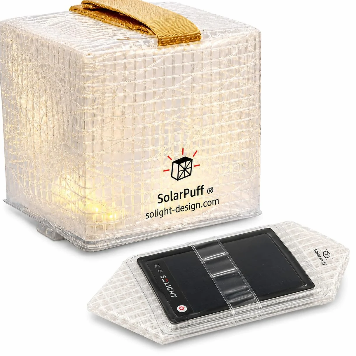 SOLIGHT Design - SOLARPUFF, linterna solar recargable con sensor de luz, linterna LED plegable, fácil de abrir y plegar, no necesita inflado, clima extremo (híbrido)