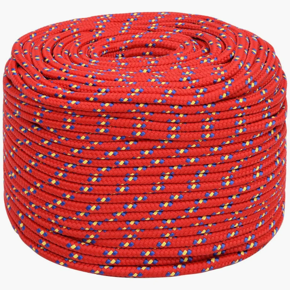 Cuerda de polipropileno de 8 mm de grosor, 250 m de largo, cuerda roja para velero, barco, yate para atar, amarrar, asegurar y tensar en exteriores