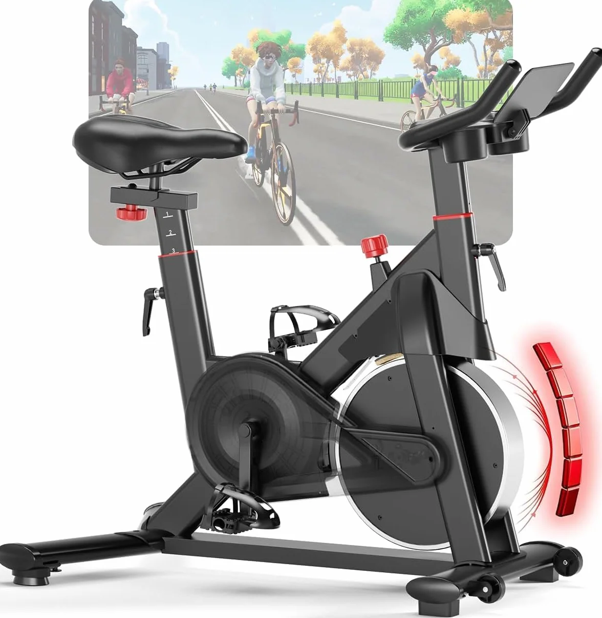 Superun Bicicleta de Interior equipada con APP Exclusiva, 32 Niveles de Resistencia, Bicicleta de Ejercicio, Capacidad Máxima de Carga de 136 kg, uso en Gimnasio en Casa