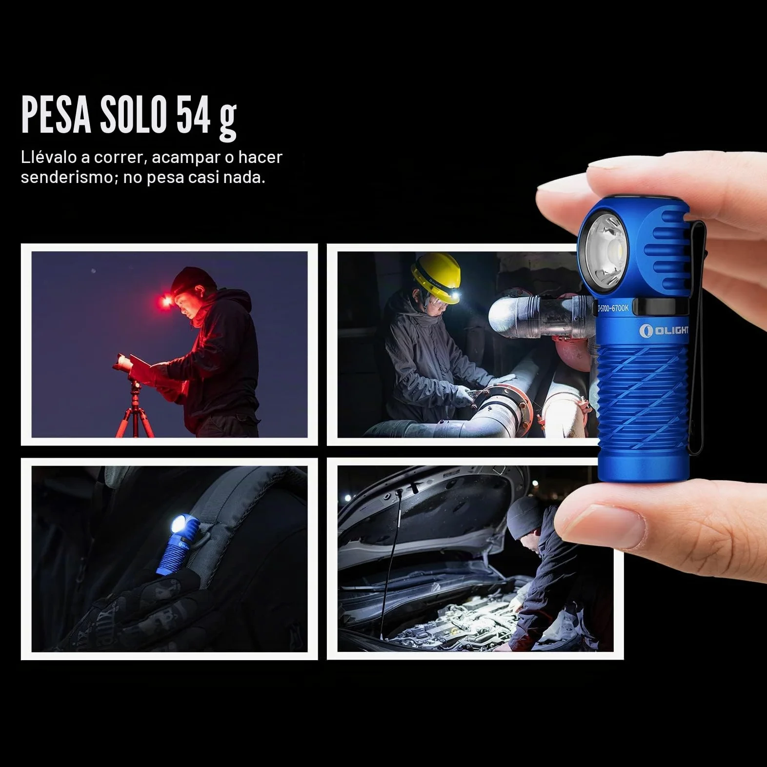 OLIGHT Perun 2 Mini, Linterna frontal LED con banda para cabeza, alcance 150 m. Luz blanca 180º