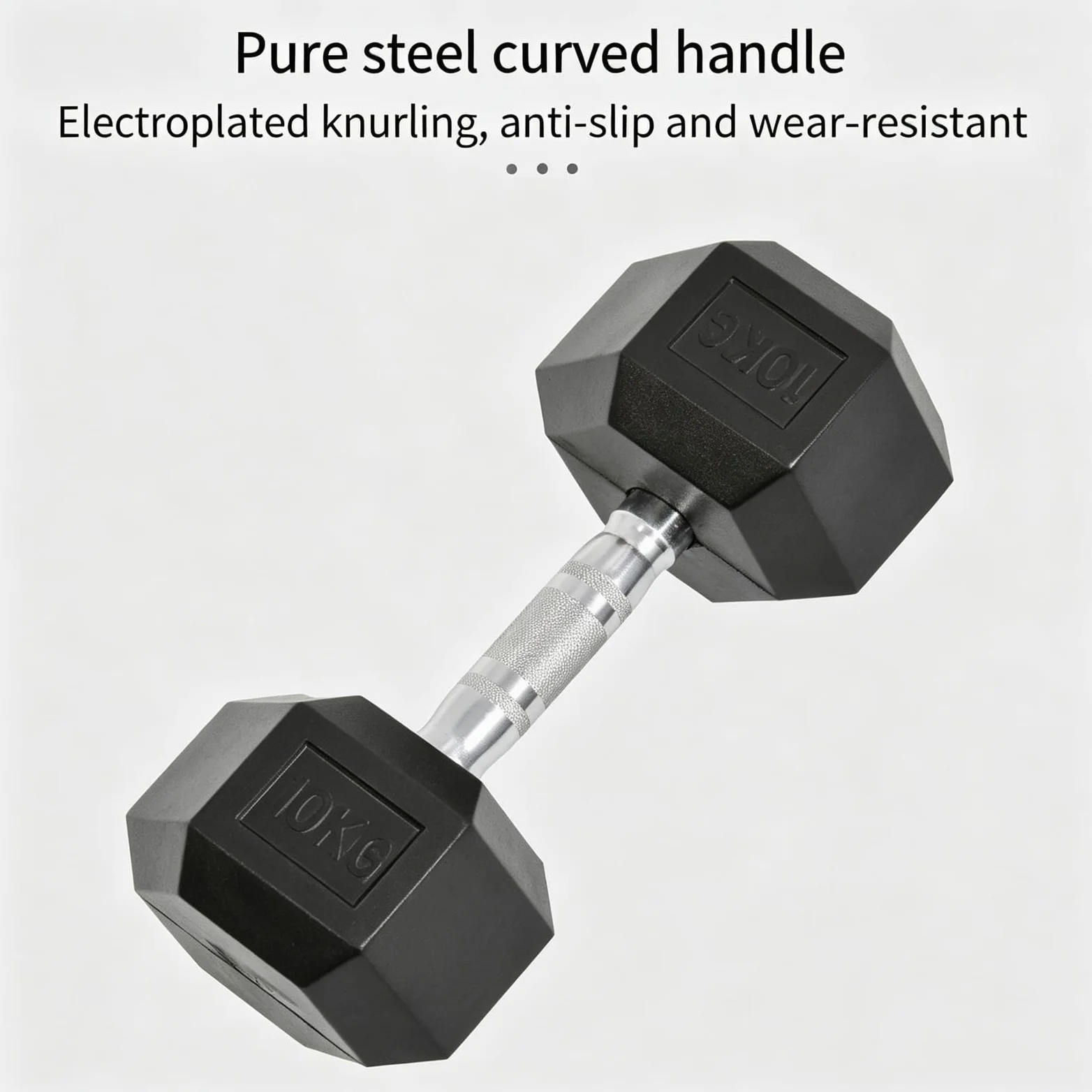 Mancuernas Hexagonales Recubiertas de Caucho, Pesas Fijas de Hierro Fundido | Agarre Hexagonal Antideslizante, Equipo Fuerza Hogar y Gimnasio(5kg/11.0lb)
