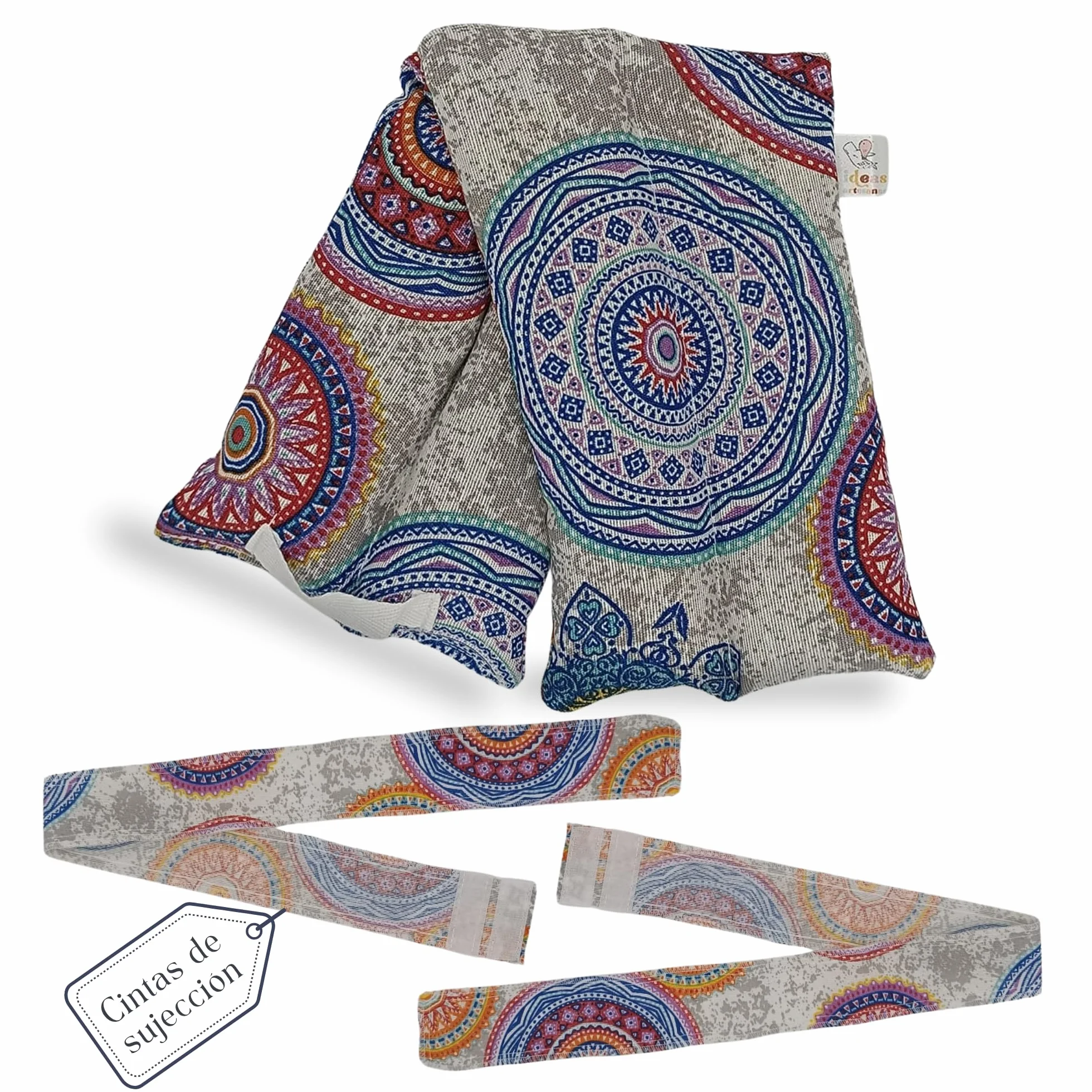 Saco Semillas Microondas Cojín Térmico Ajustable 100% Algodón Trigo Lavanda Alivio Dolores Musculares Menstrual Lumbago Mandala Azul