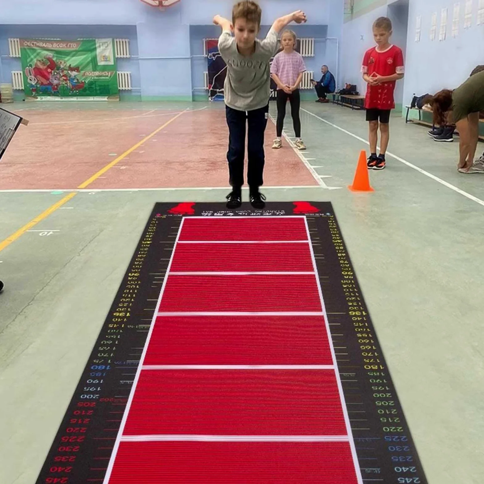 Dispositivo de Prueba de Salto de Longitud para Escuela Secundaria, Alfombra de Entrenamiento con Cuerda para Saltar en la Sala de Juegos, medidor de Entrenamiento de Salto de Long