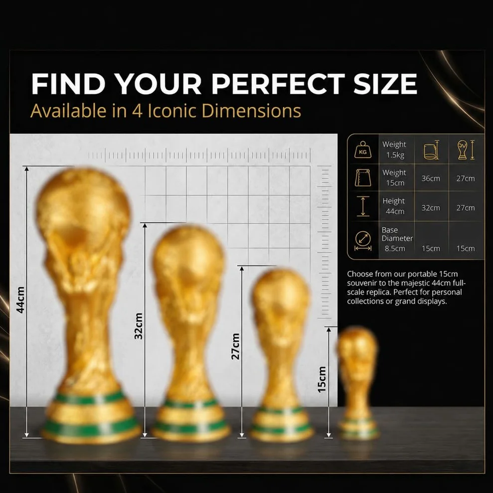 Réplica Trofeo Copa del Mundo de Fútbol, Copa de Campeón de Resina, Recuerdo Decorativo para Oficina y Bar