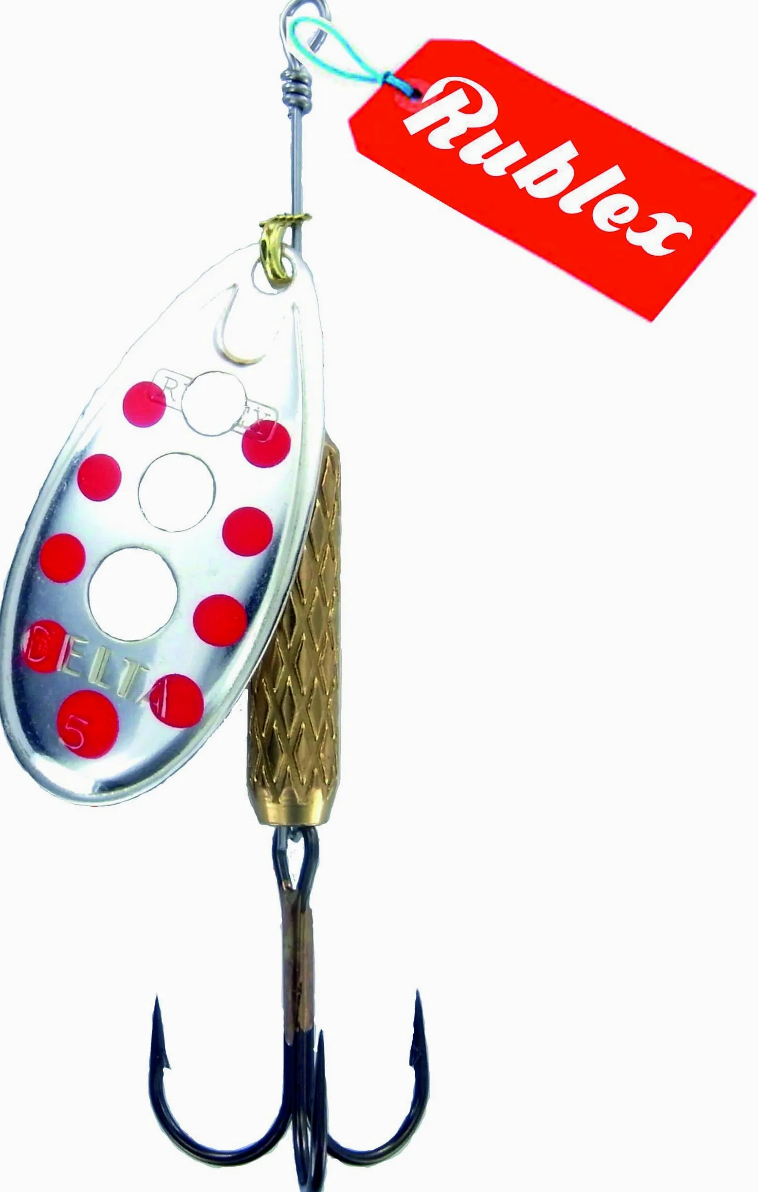 Pack de 5 Cucharillas de Pesca C-Turbo-5 APR | Cebo Artificial de Pesca con Sistema de Clip y Acción de Giro Mejorado, Plata Puntos Rojos, 9gr