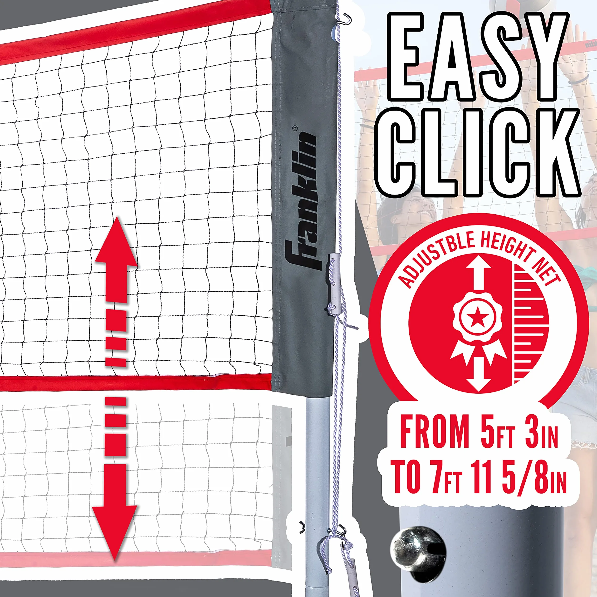 Franklin Sports Juego combinado voleibol bádminton red exterior playa portátil postes raquetas