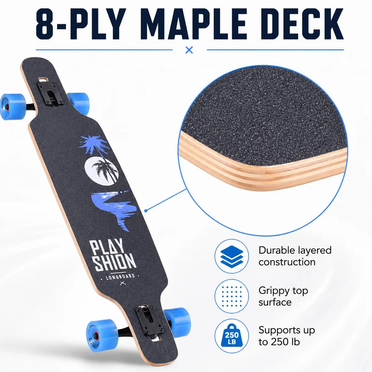 Playshion Longboard 39 Pulgadas Drop Through ABEC-11