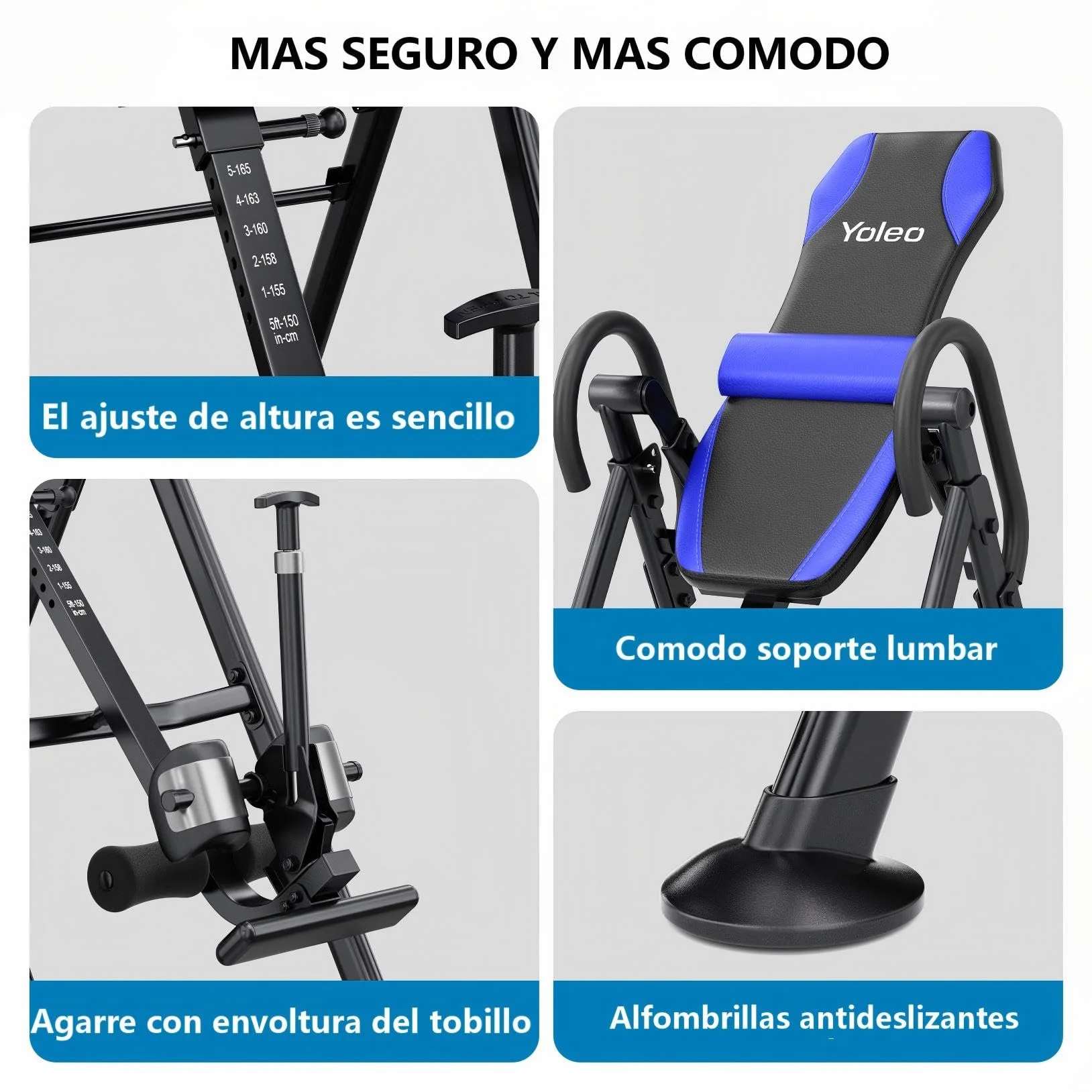YOLEO Gravity Mesa de inversión Robusto con Soporte Lumbar, Ajuste Multiángulo para Terapia de Alivio del Dolor