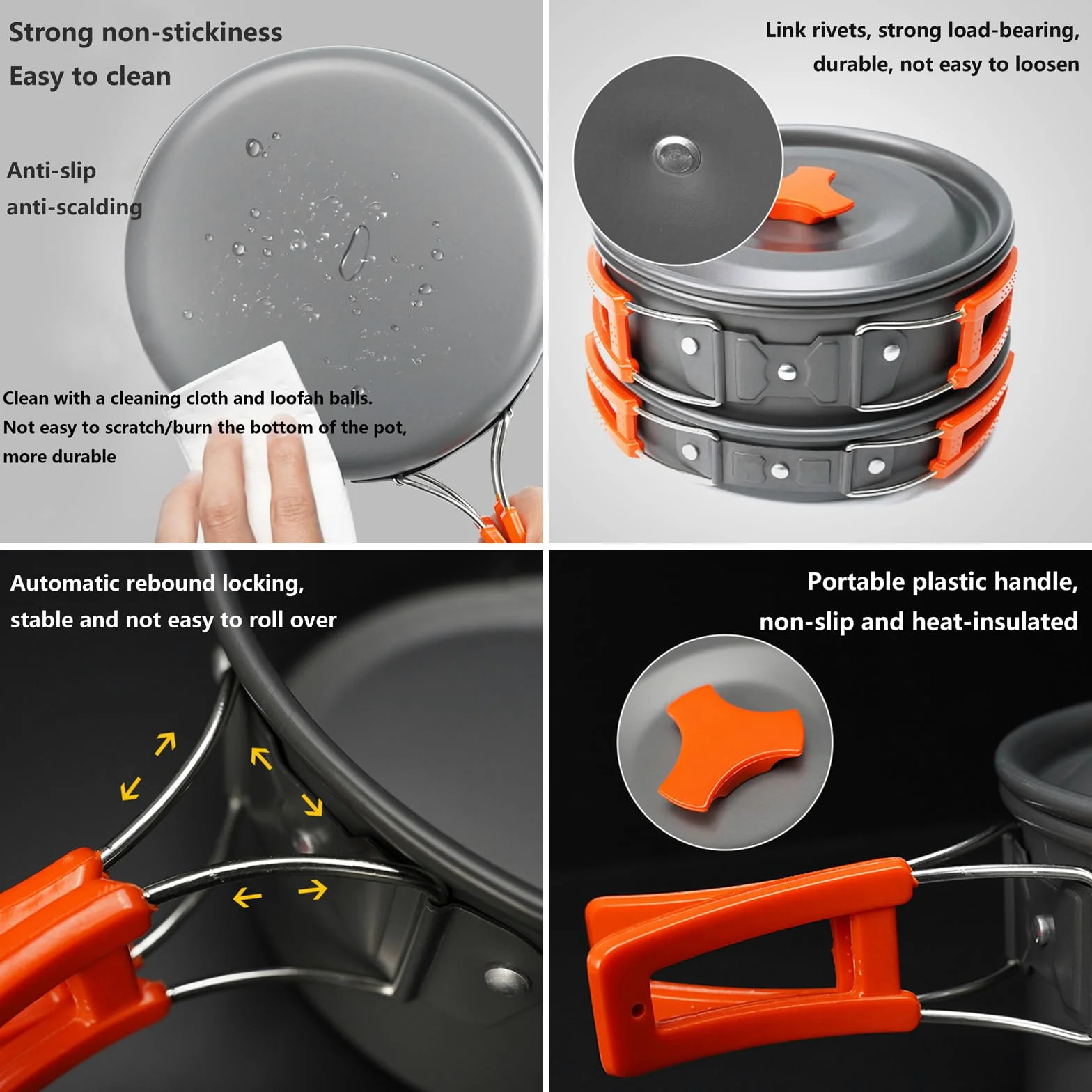 Kit De Utensilios De Cocina para Camping Kit Cocina Camping para 2-3 Personas Ollas De Aluminio Ligero Plegables con Cubiertos Plegables para Senderismo Acampada Picnic Excursión