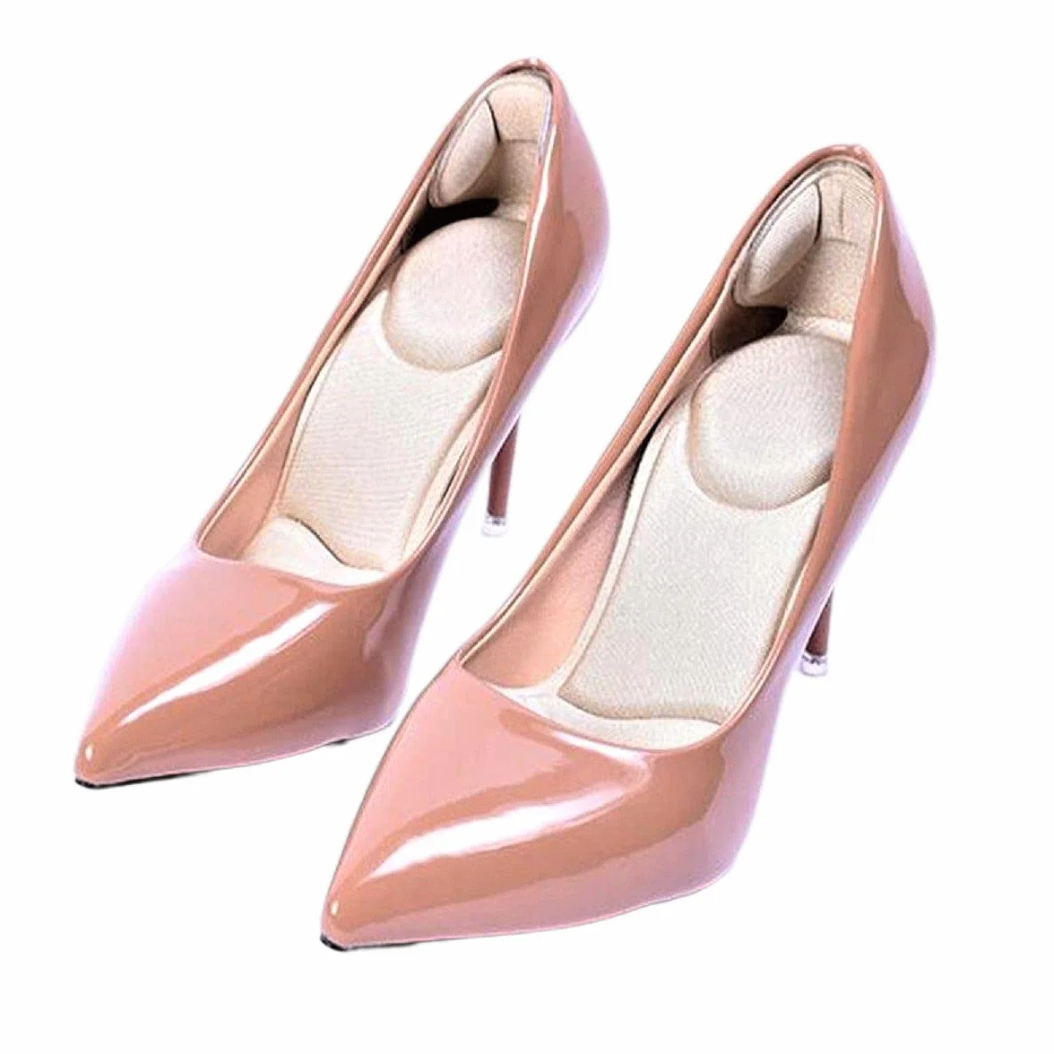 Plantillas Invisibles Viscoelásticas para Tacones Mujer con Protector de Talón Autoadhesivas Antirozaduras Beige
