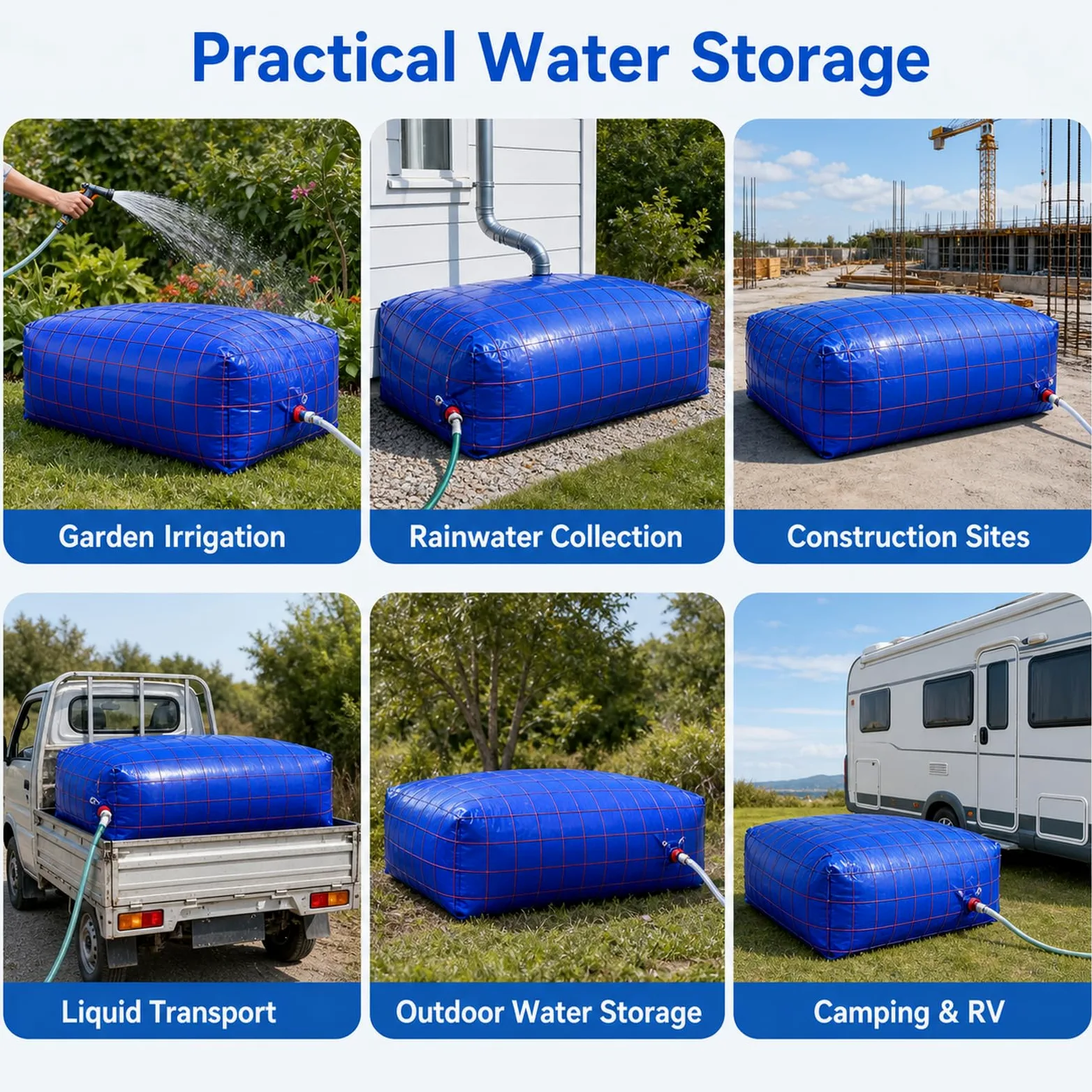 Vejiga De Agua Plegable,Contenedor De Emergencia Tanque De Agua,Bolsa De Almacenamiento De Agua PortáTil,FáCil De Usar,para DepóSito De Agua JardíN,Camping