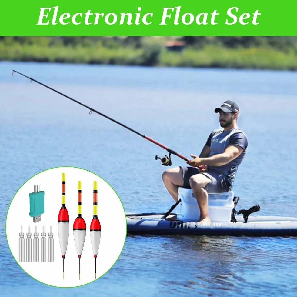Juego de 3 poses de pesca LED, 6 g/8 g/9 g, con sensor de gravedad y base de metal