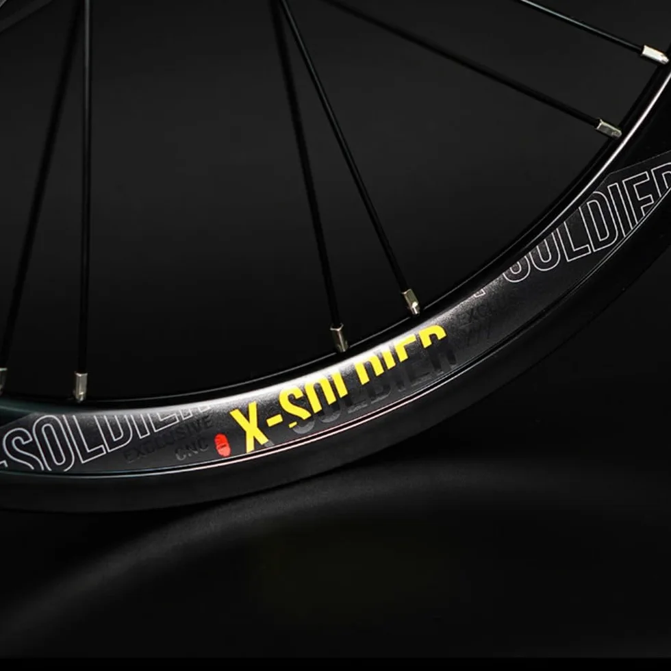 349 Juegos de Ruedas de Bici Plegables Freno en V 8-11 Velocidad Cassette | 74/130mm BMX Ruedas delanteras traseras de liberación rápida, llantas de aluminio, rodamiento sellado