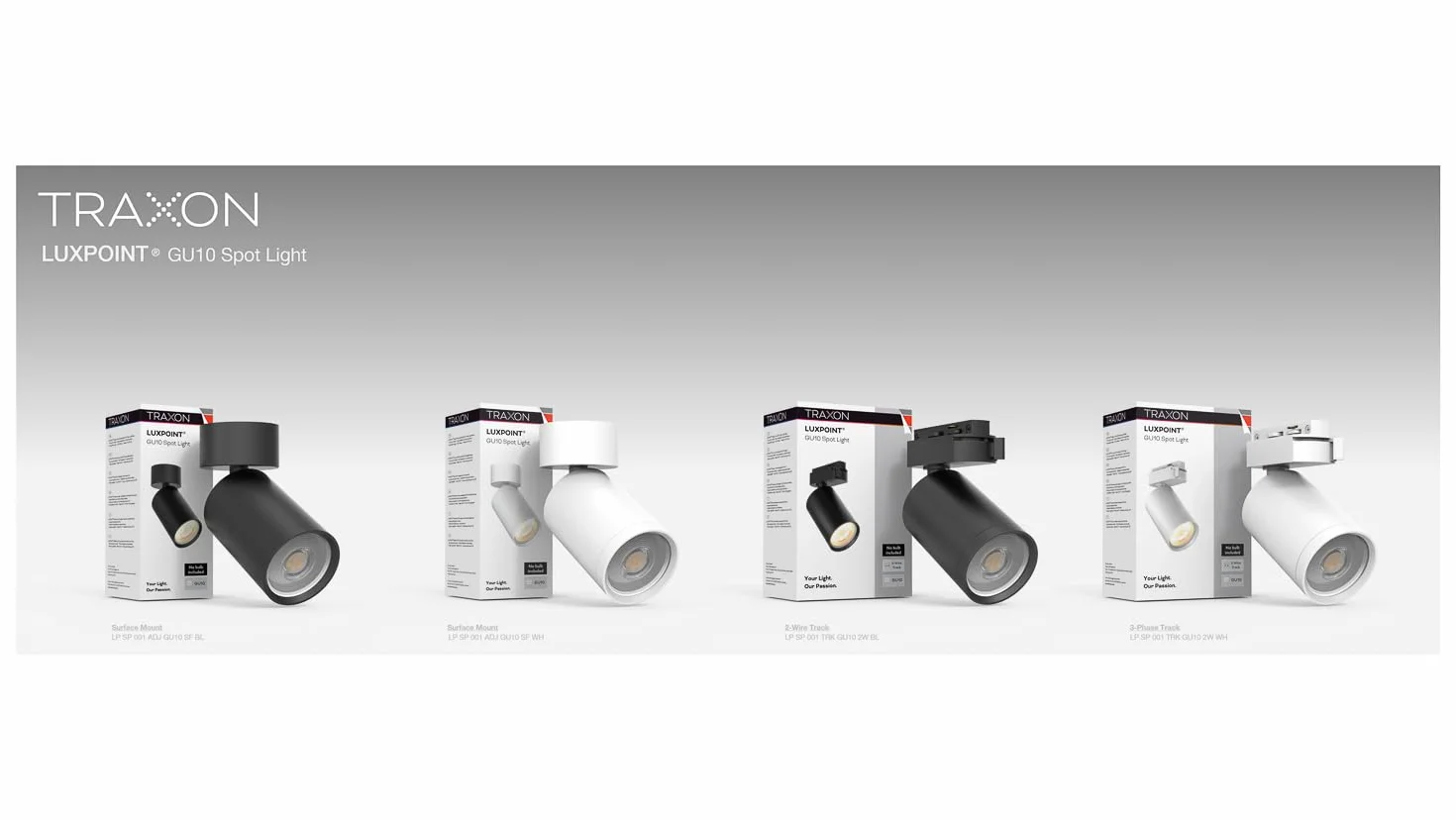 TRAXON LUXPOINT Foco de Superficie Orientable GU10 Aplique Techo Aluminio Ajustable Iluminación Direccional Interior