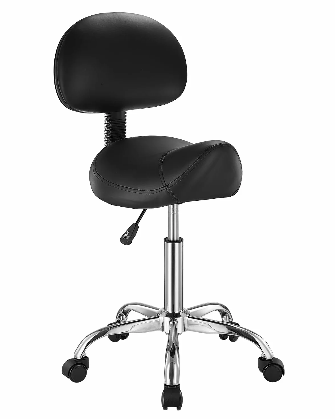 VEVOR Taburete Giratorio Altura Ajustable 84-100cm Carga 204kg, Silla de Montar Ergonómica Cuero PU Negro