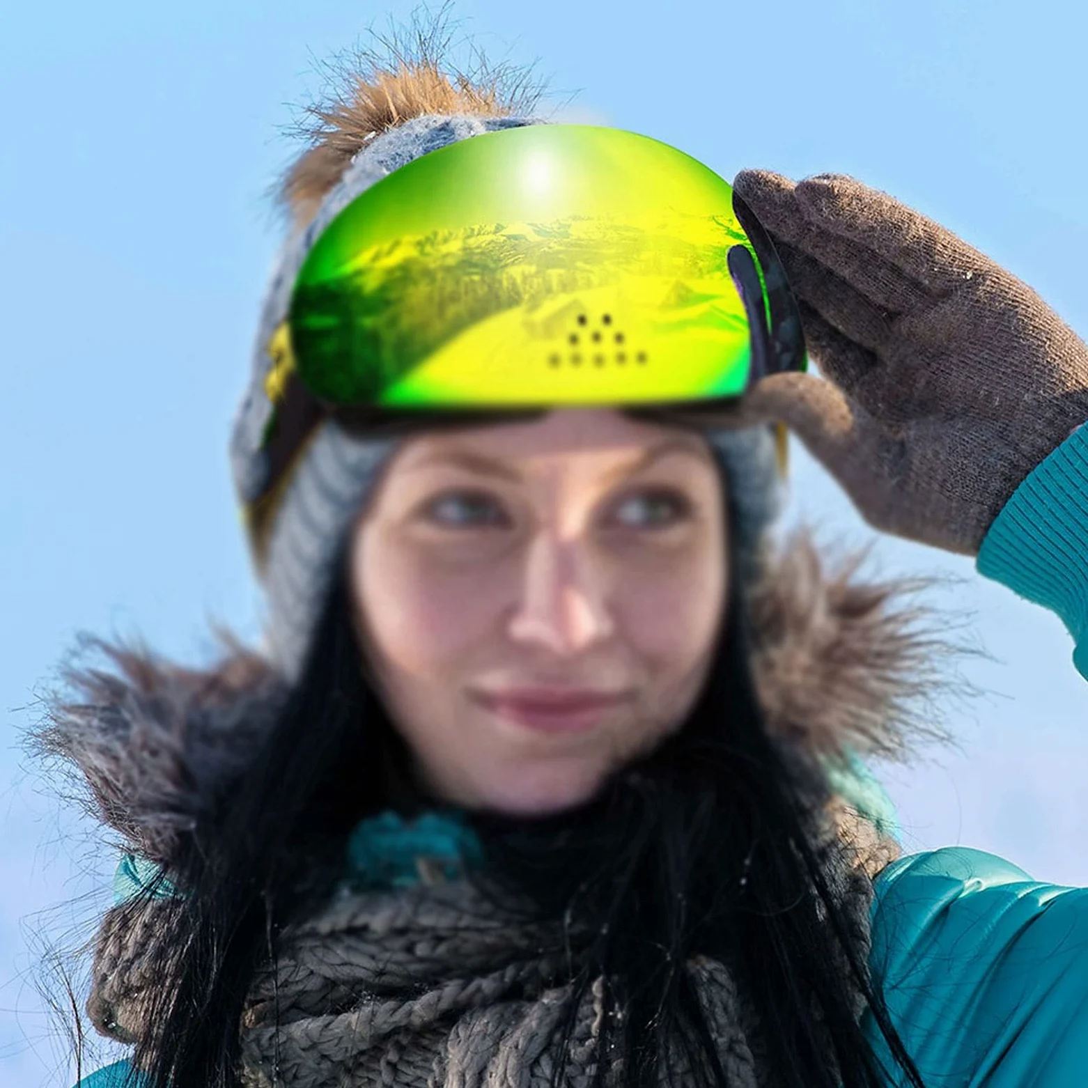 DieffematicHXJ Gafas Esqui Hombre Gafas de esquí Profesional Doble Capas Protección Anti-Niebla Nasal ala de esquís a Prueba de esquí Anti-Niebla Gafas de Snowboard (Color : C)