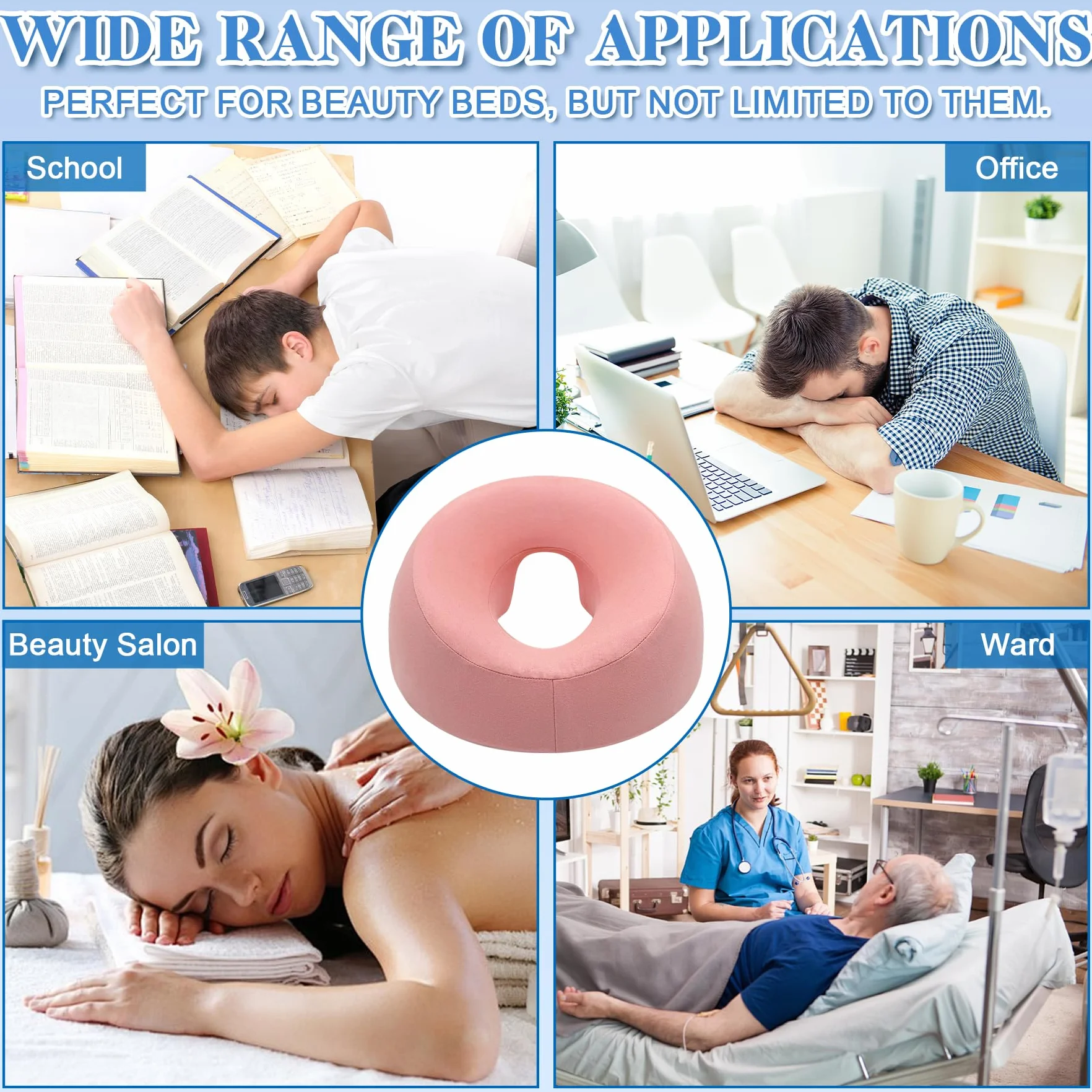 TZEKING Almohada de Masaje Facial para Cama, Reposacabezas de Masaje Boca Abajo, Cojín de Relajación para SPA