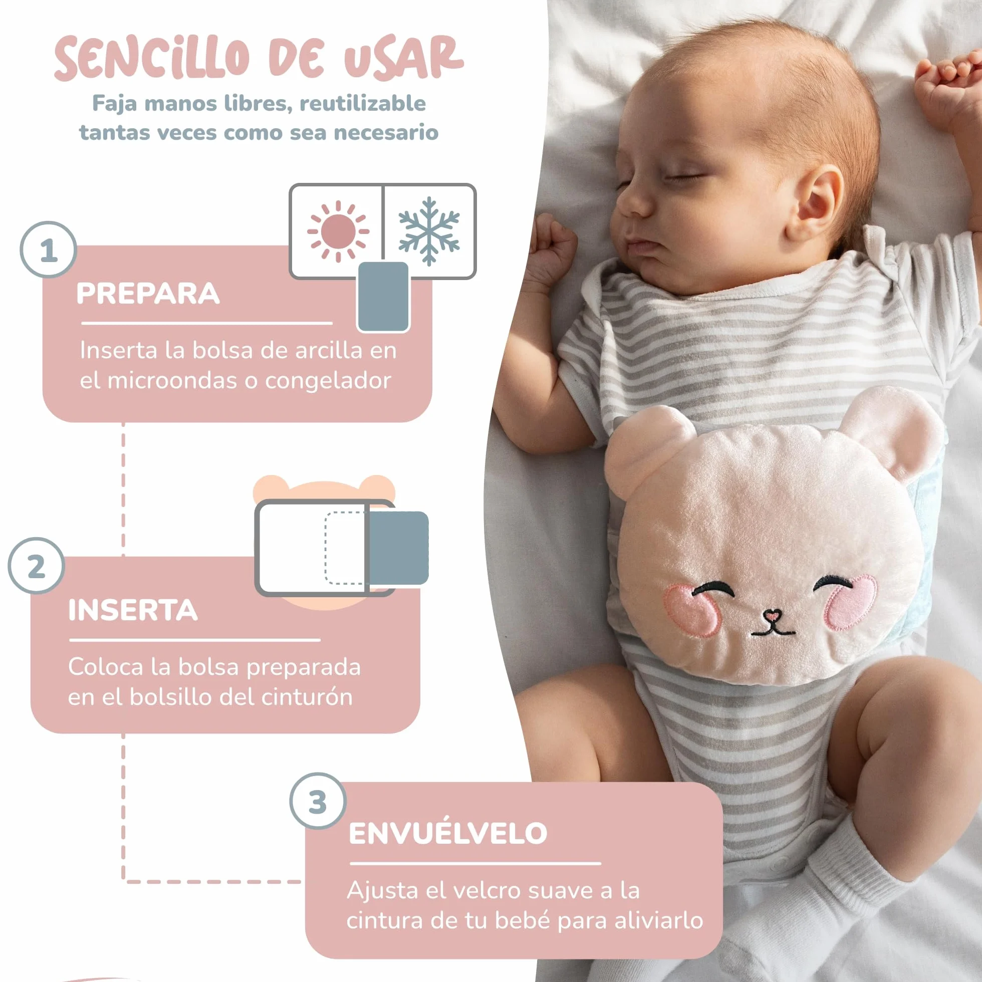 Almohadilla de Arcilla para Bebés - Alivio de Cólicos y Gases - Calor y Frío - CE Certificado