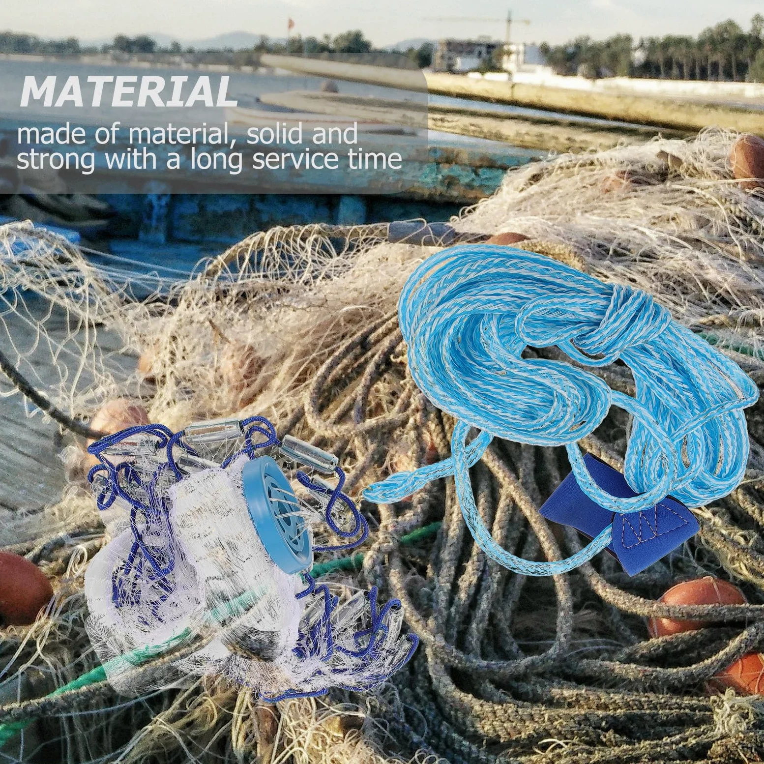 Red de Pesca Manual para Agua Salada Fácil de Lanzar Material de Línea y Metal, Red de Cebo Rápida de Hundir para Pescadores en Exteriores