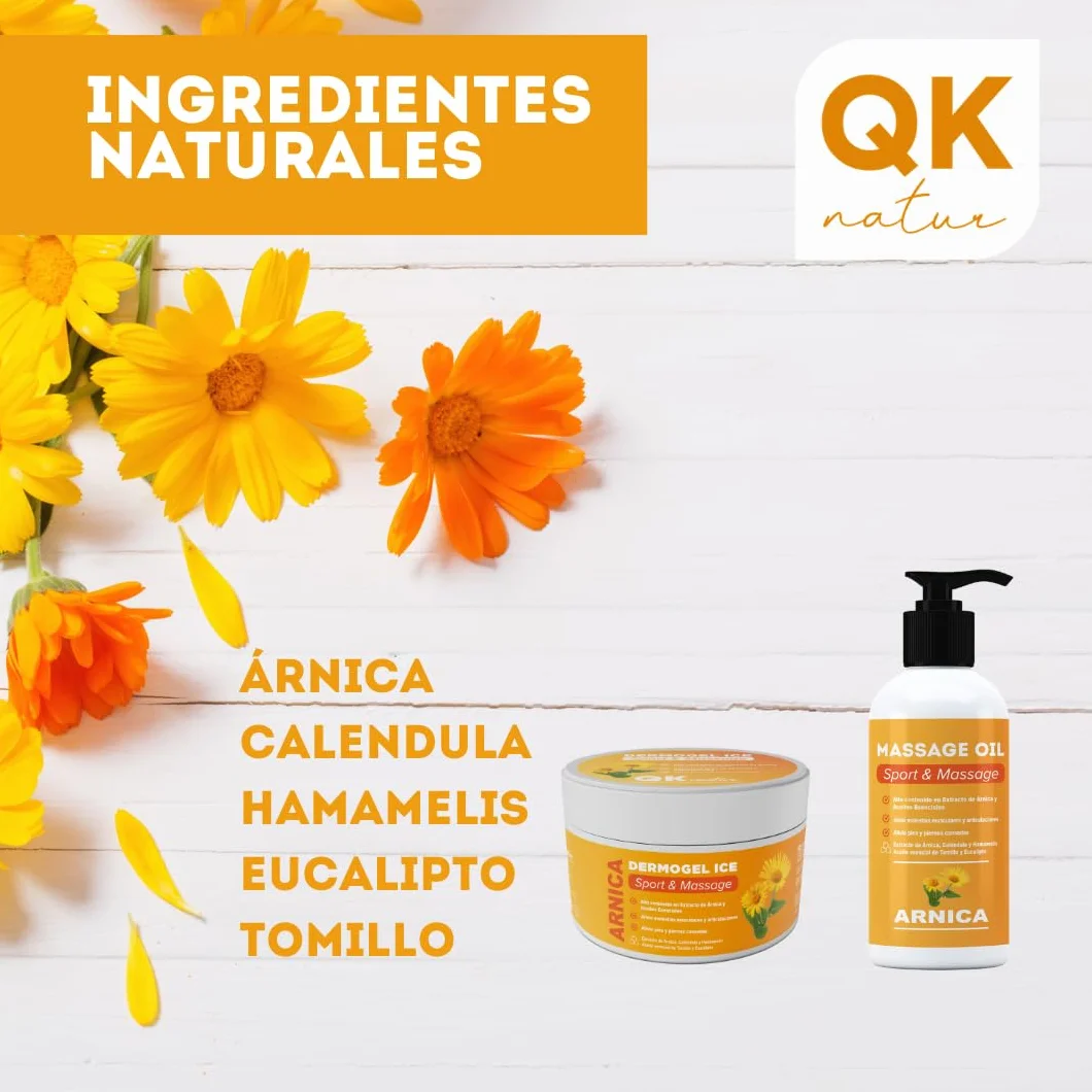 Aceite para masaje con extracto de Arnica, Calendula y Hamamelis (250 ml) - Absorción Rápida