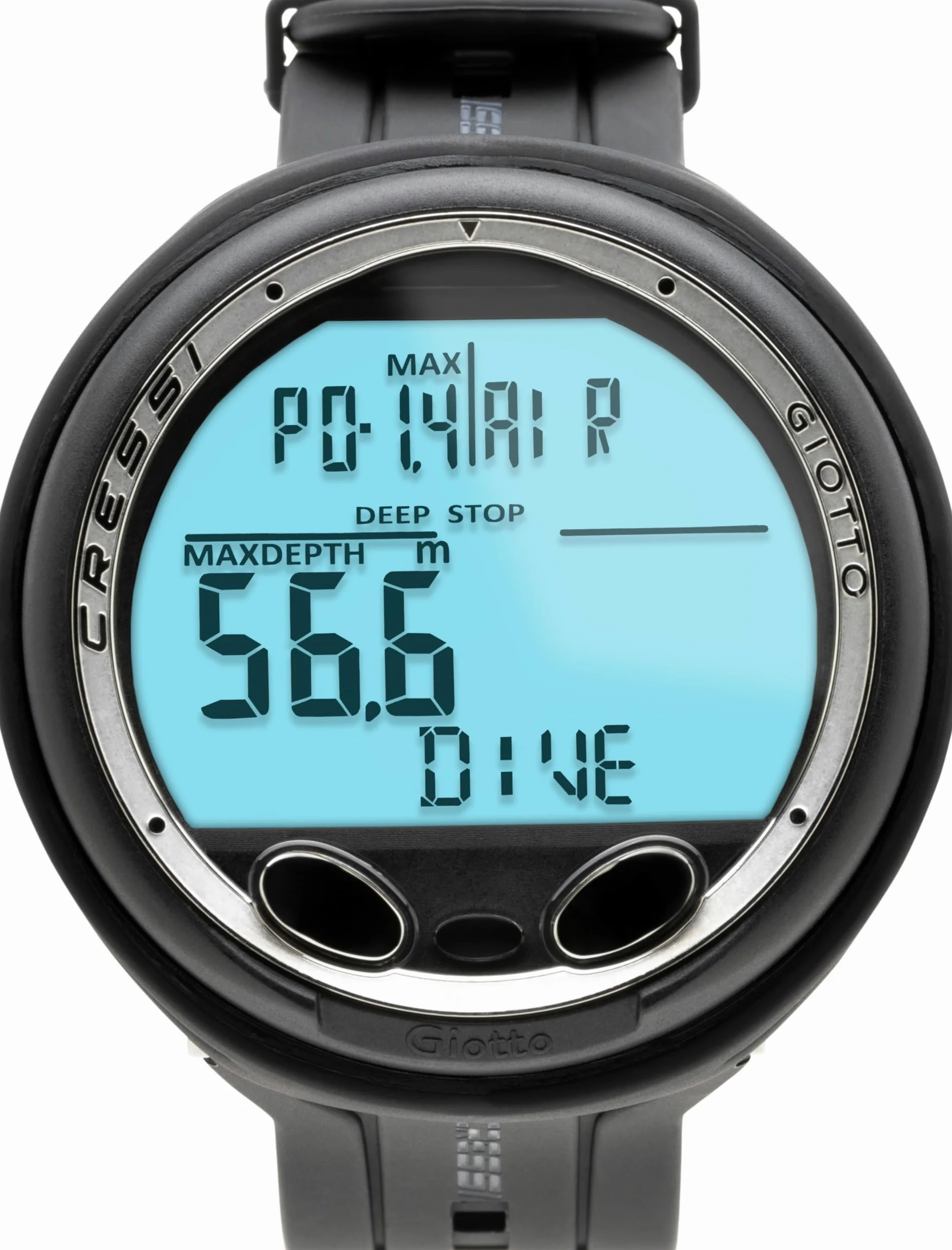Cressi Giotto Ordenador de Buceo Profesional de Muñeca para Buceo Submarino Dual Mix - Negro/Plateado, Talla Única Unisex | 3 modos: aire • Nitrox • Calibrador – gases de doble mezcla, cuaderno de registro, alarma de ascenso