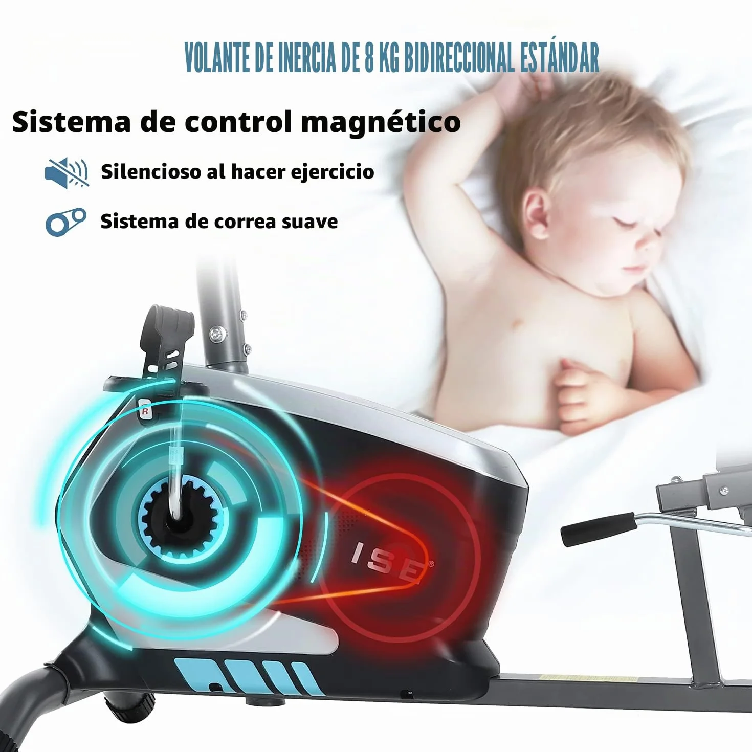 ISE Bicicleta Estática con Respaldo para casa, Bicicleta Estatica Magneticacon 8 Niveles de Resistencia,Sensor de Pulso, Bicicletas Estaticas Rehabilitacion indoor,Bici estatica profesional Máx.120 kg