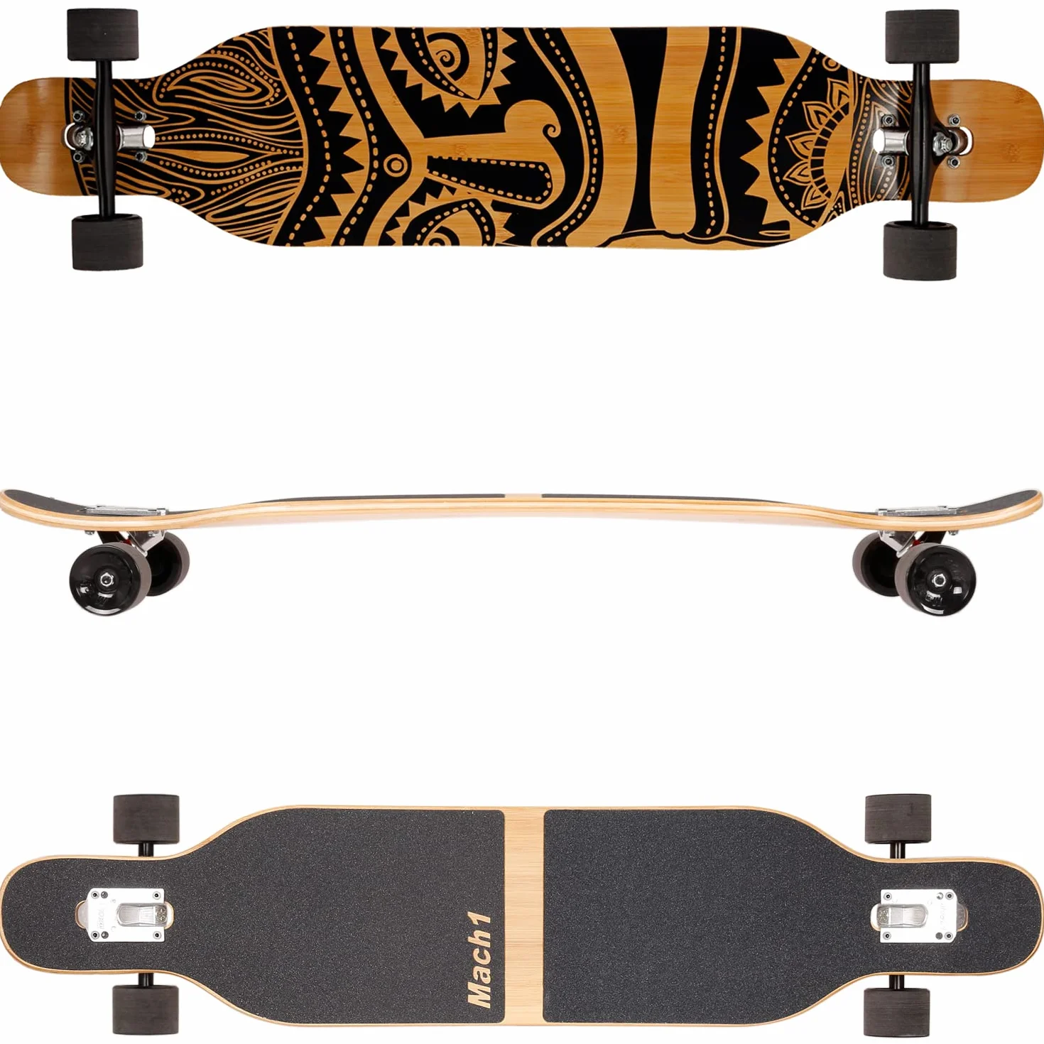 Camber Longboard Flex1 Drop Through Cruiser Freeride Skate Full Board con Rodamientos de Cerámica y T-Tool