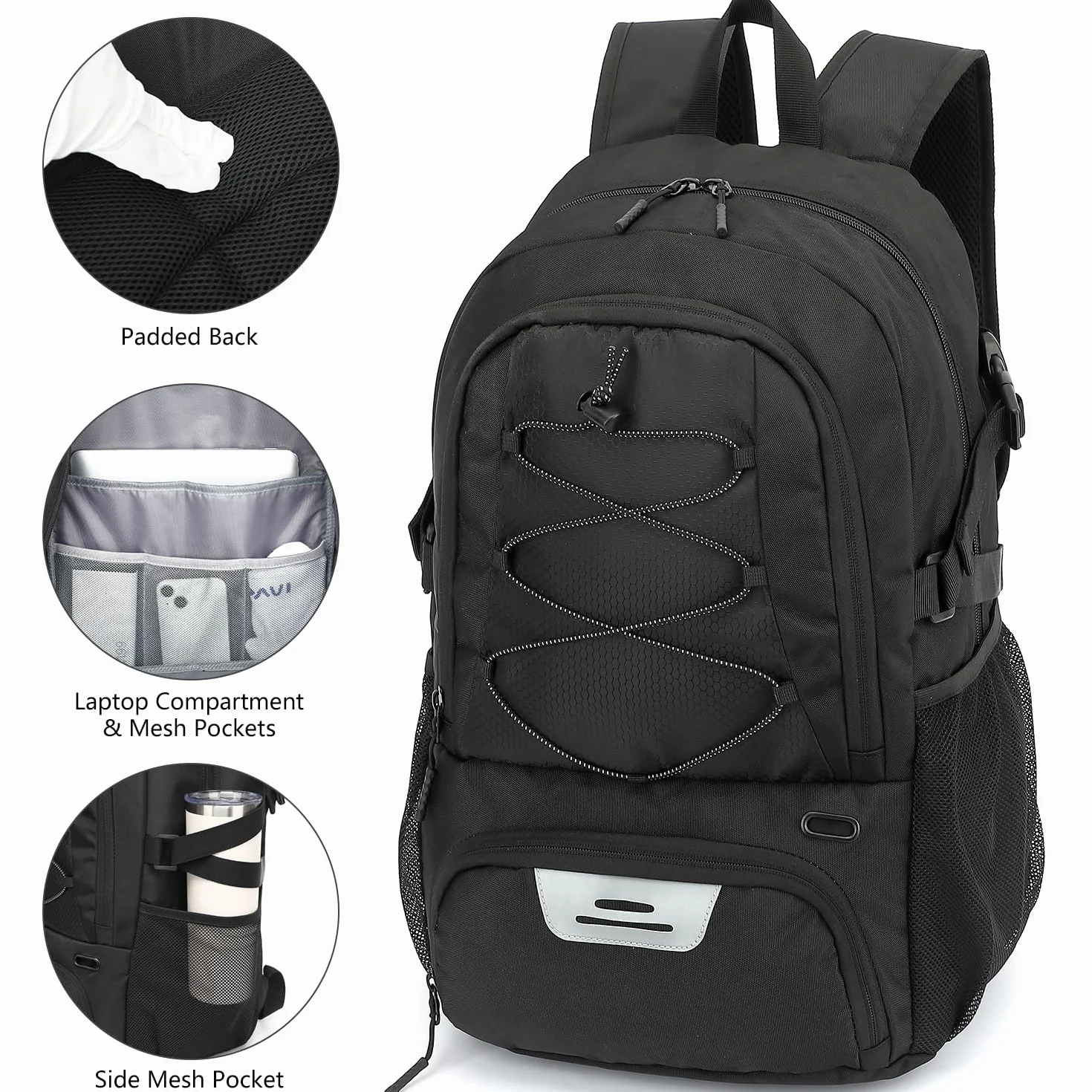 Bolsa de Baloncesto Mochila de Fútbol con Soporte para Pelota y Compartimento para Zapatos
