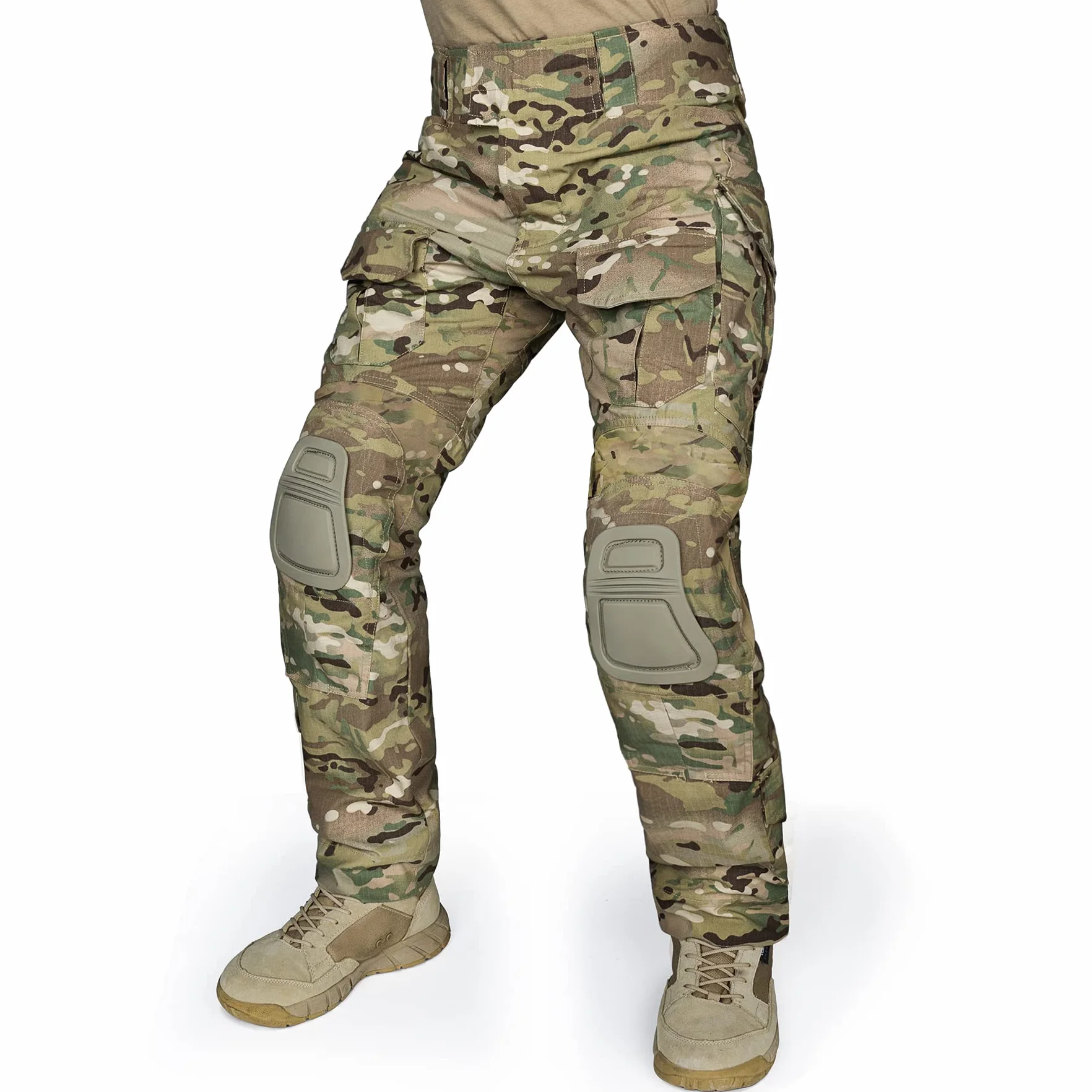 IDOGEAR Pantalones de Combate G3 Multicam con Rodilleras Tácticos Multibolsillos Ajustador Gancho