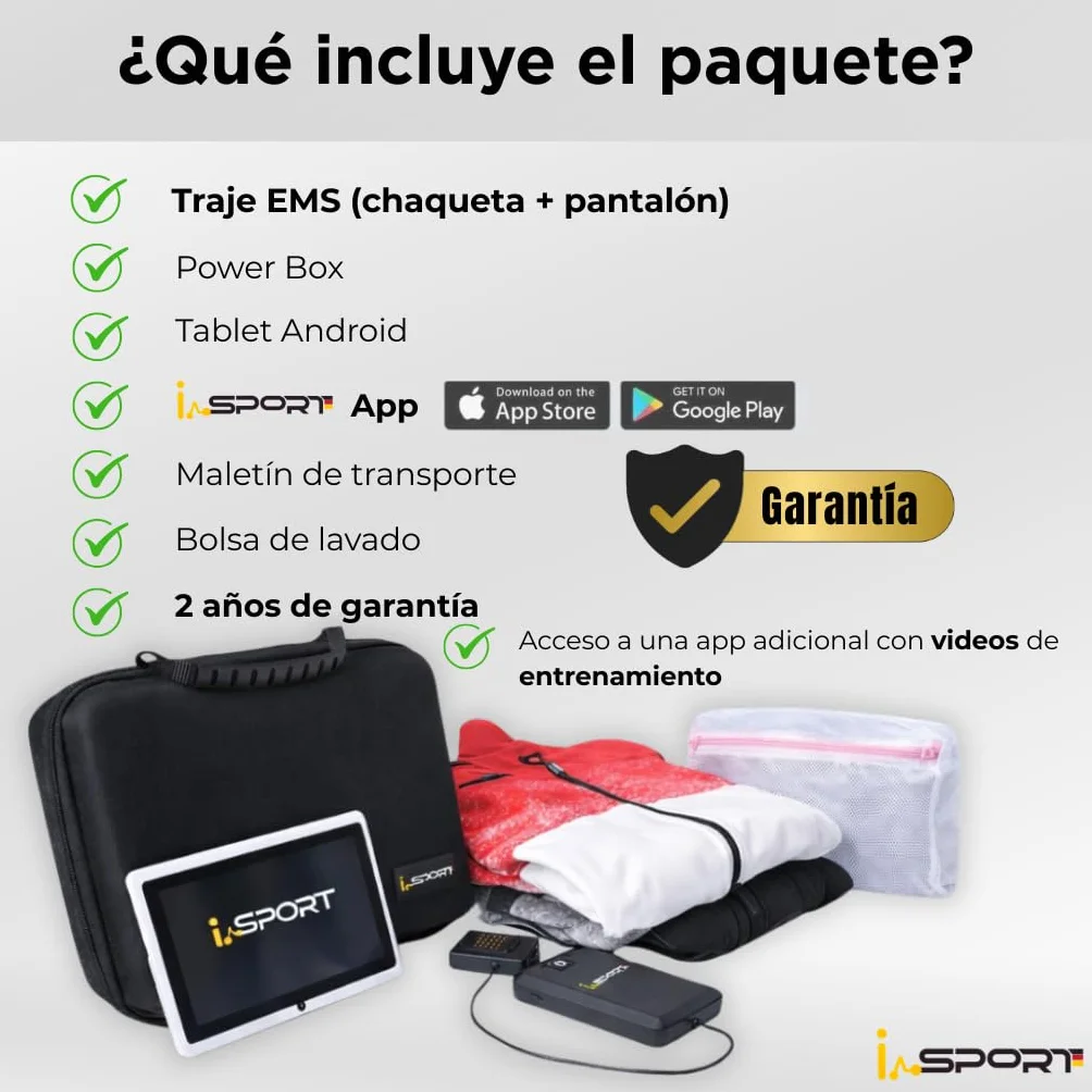 Its-Me Traje EMS 32 electrodos (único en el Mundo) con PowerBox y Tableta: Material del Traje recién desarrollado, Entrenamiento por App para músculo, Body Shaping, Cardio y Modo VIP.