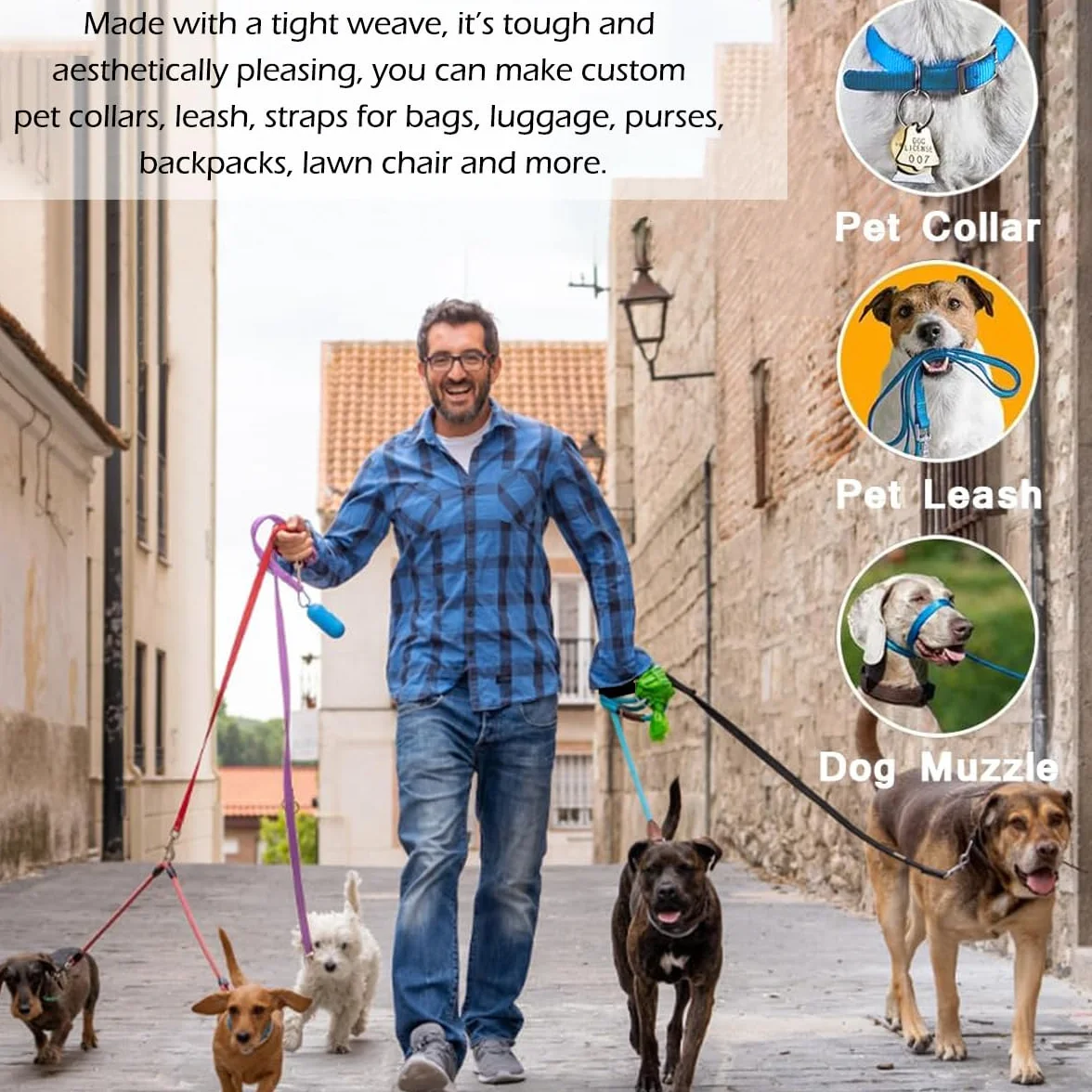 Correa de nailon Wonninek, 12 rollos de 1 pulgada por 5 metros de correa de nailon resistente, cinturón de seguridad para escalada, manualidades, bricolaje, correa para equipaje, collar para mascotas
