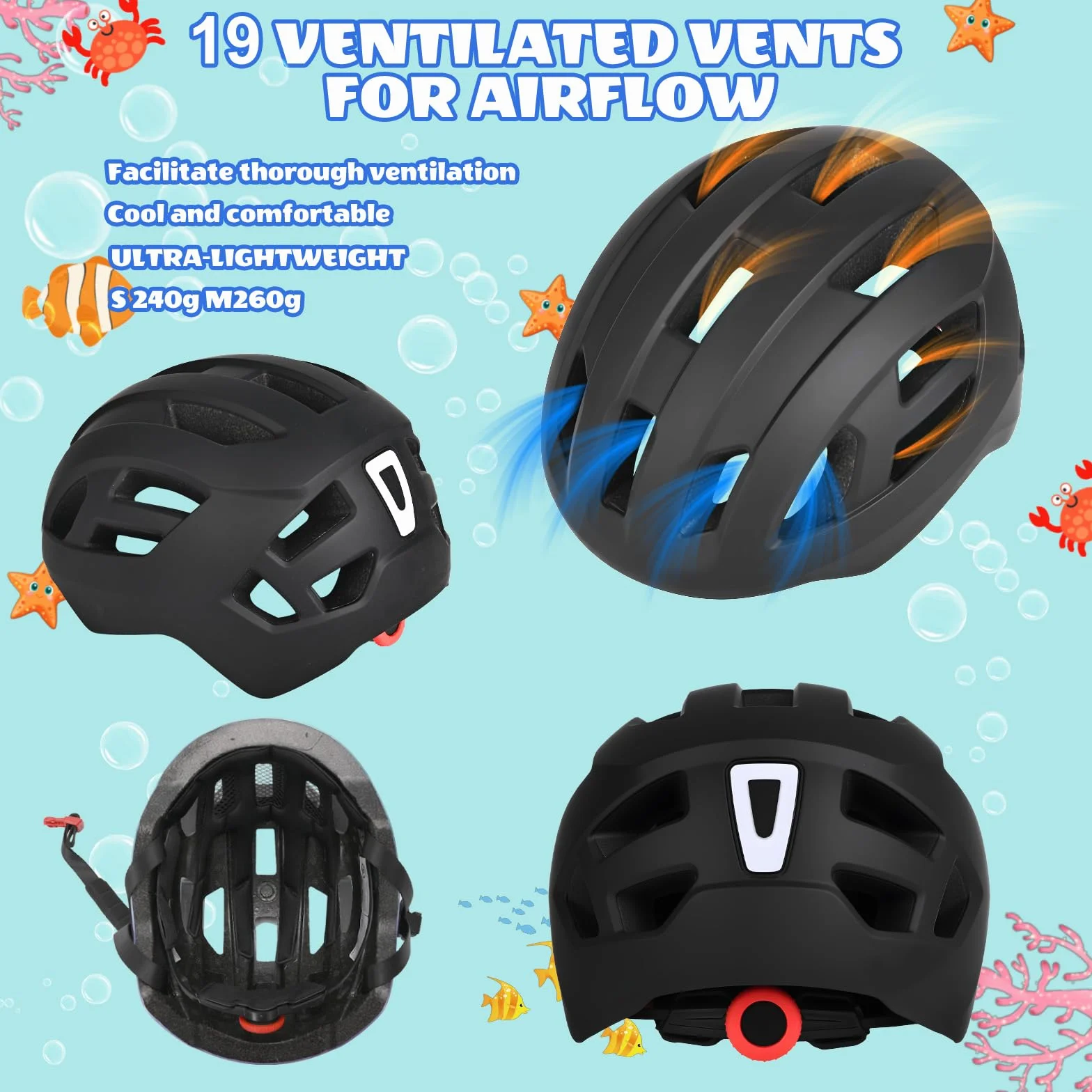 Casco de Bicicleta con luz Trasera para niños niñas y Adolescentes, luz Trasera Recargable de Seguridad, Ligeros y Talla Ajustables Cascos Infantil para múltiples Deportes