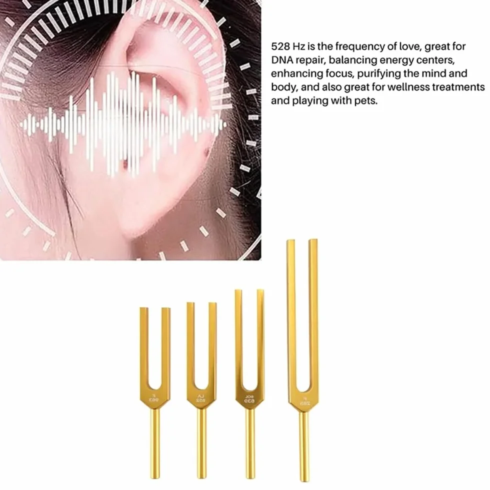 NEWFUN Diapason 528 Hz Juego de 4 Diapasones para Terapia de Chakras