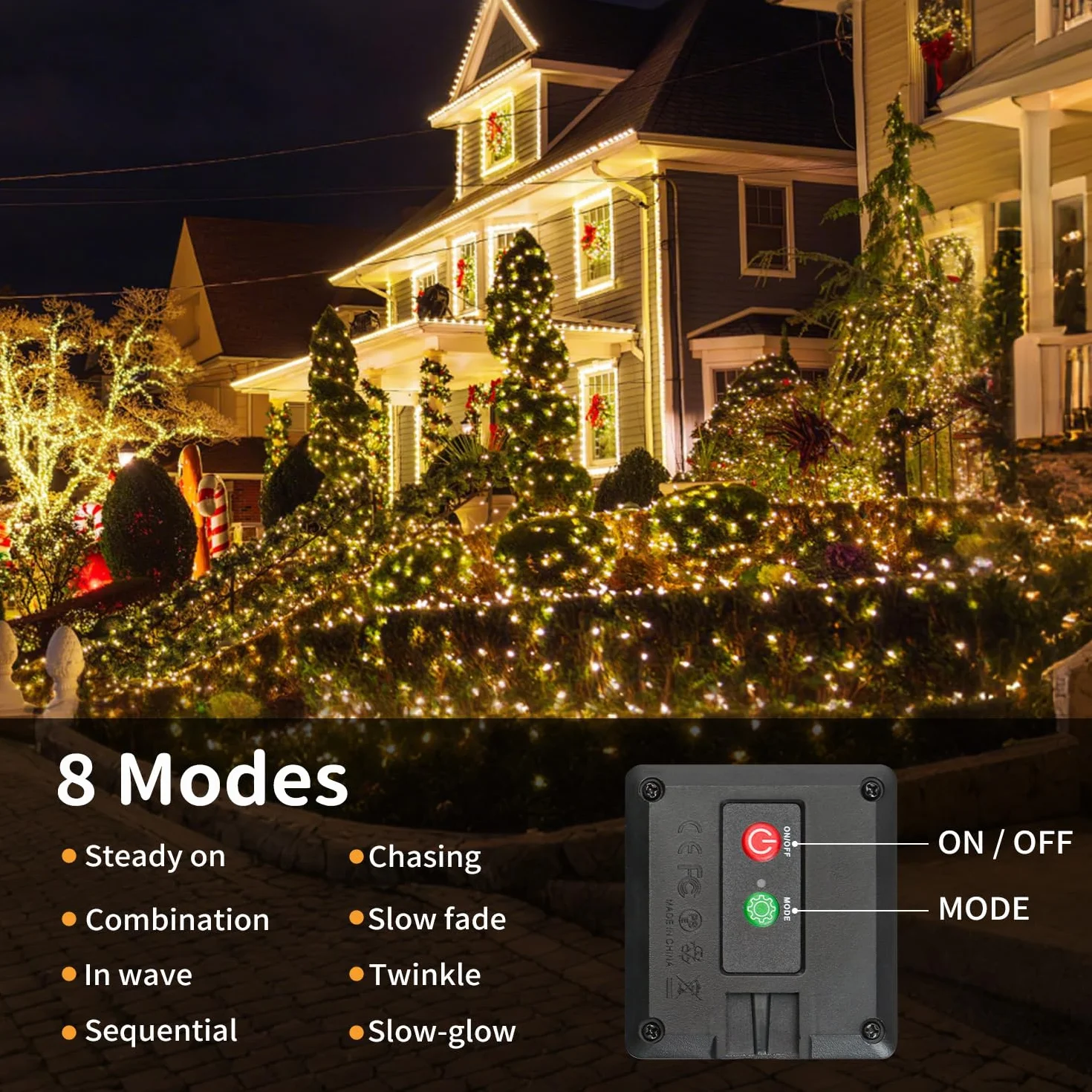 Hoteril Luces Solares Exterior LED 3x17M 150 LED IP65 8 Modos Guirnalda Solar Jardín