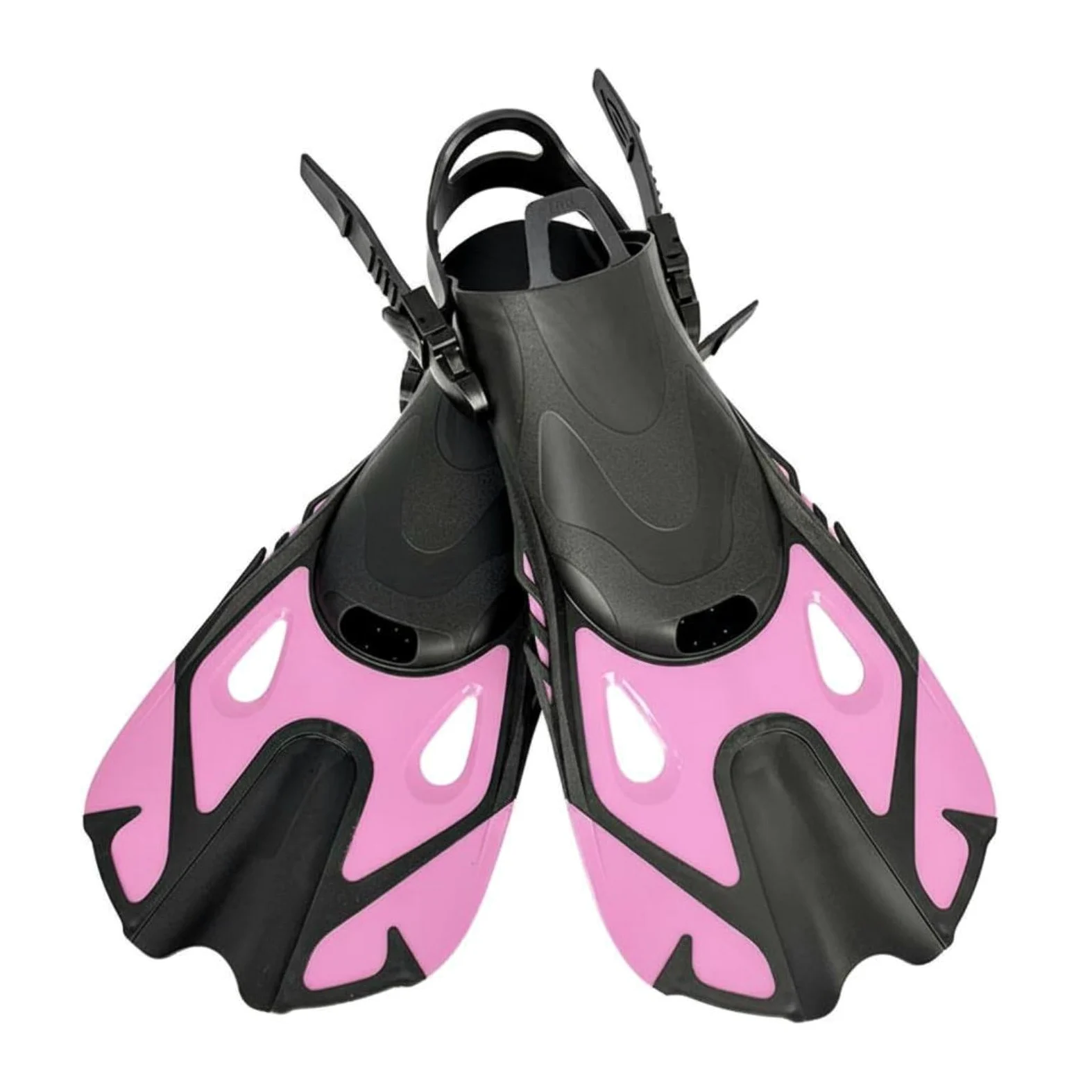 F Fityle Aletas de Buceo Aletas de Natación Aletas Cortas Aletas de Entrenamiento Ajustables con Bolsillo Suave y Diseño Portátil TPE Adecuadas para Esnórquel, Rosa, L/XL
