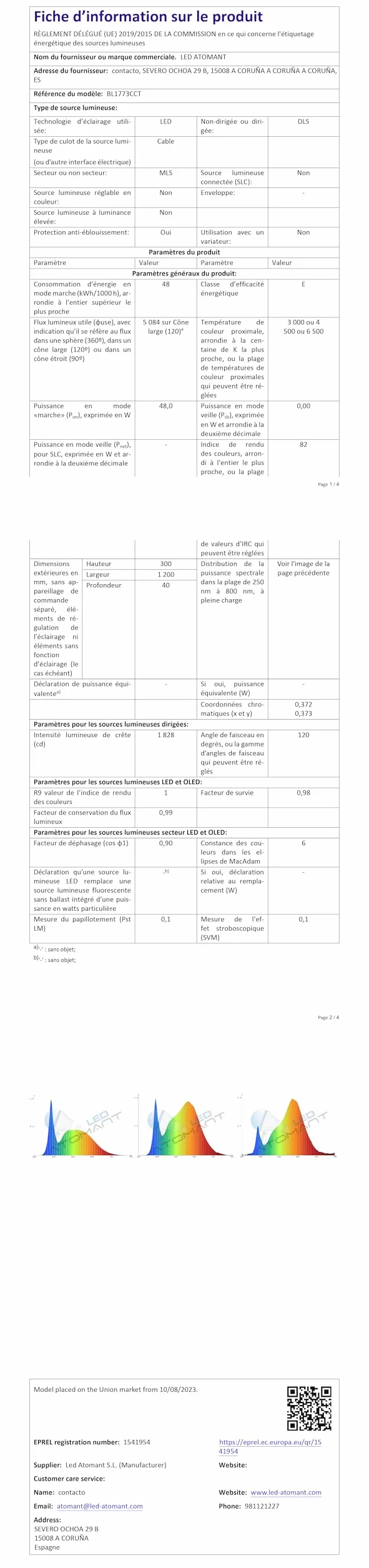 Plafon LED Panel Superficie 120x30cm 48W CCT 5000 Lumenes