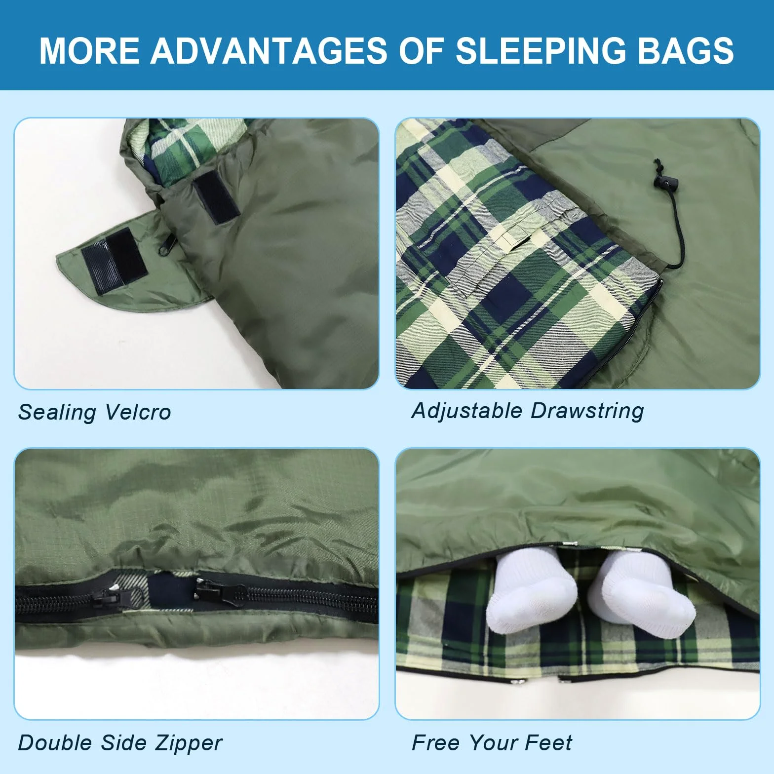 Saco de Dormir Franela Inviernos para Adultos 3-4 Estaciones Sacos de Dormir de Camping con Bolsa de Transporte para Camping Viaje Aire Libre 230 x 90CM