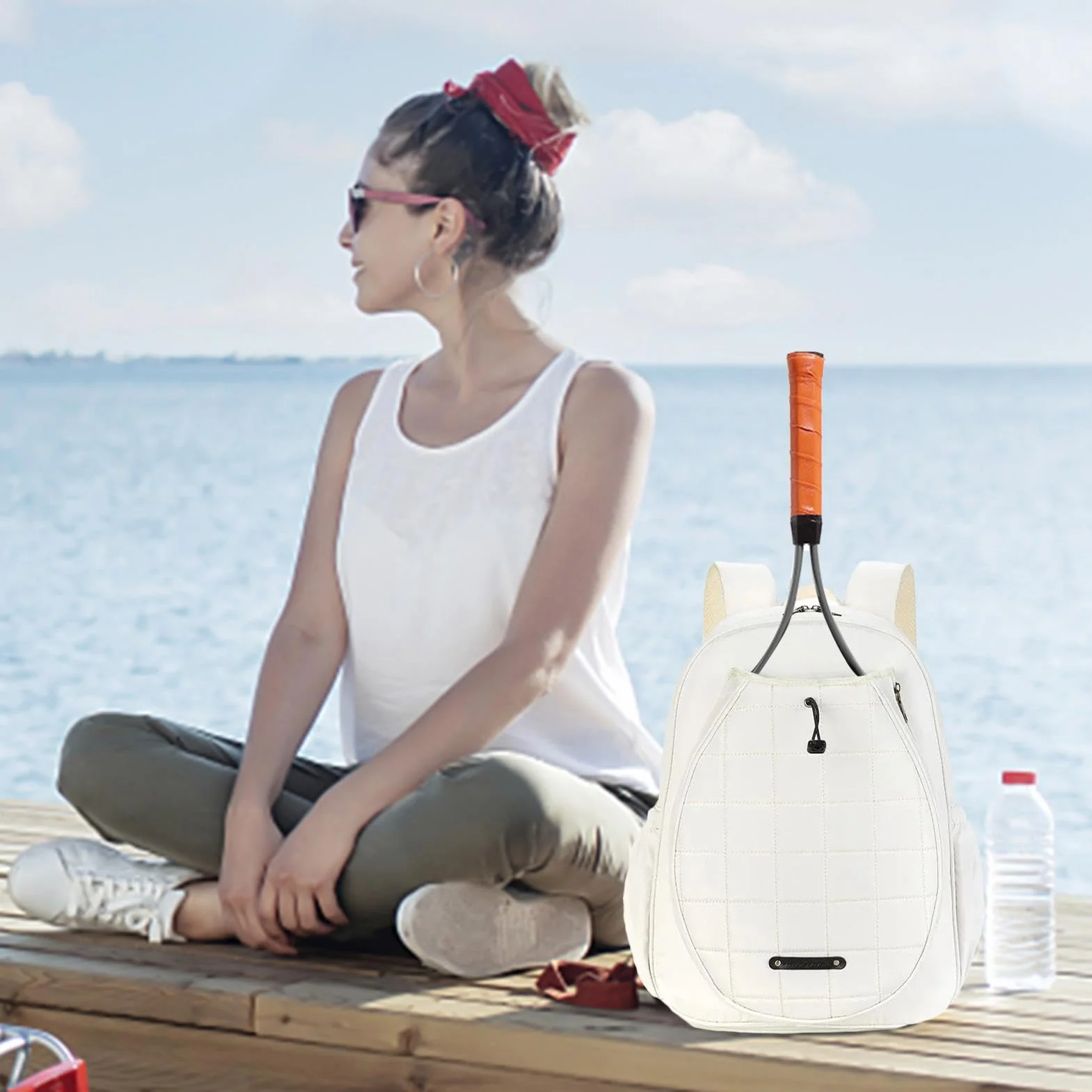 Fulenyi Mochila para Raqueta de Tenis, Mochila de Tenis para niños - Bolsa de Raqueta de Tenis Ajustable,Funda de Gran Capacidad para Raqueta de Tenis, Mochila Head Tennis para Adultos y niños