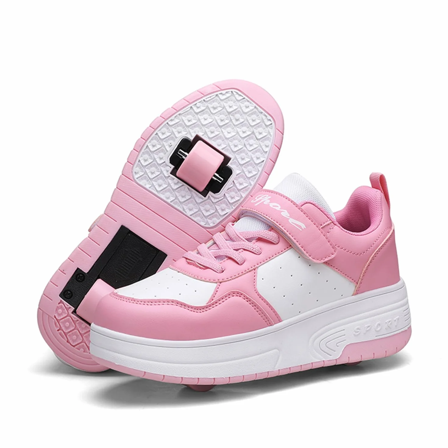 Zapatos con Ruedas para niños, Zapatillas Deporte Aire Libre con Dos Ruedas Ajustables