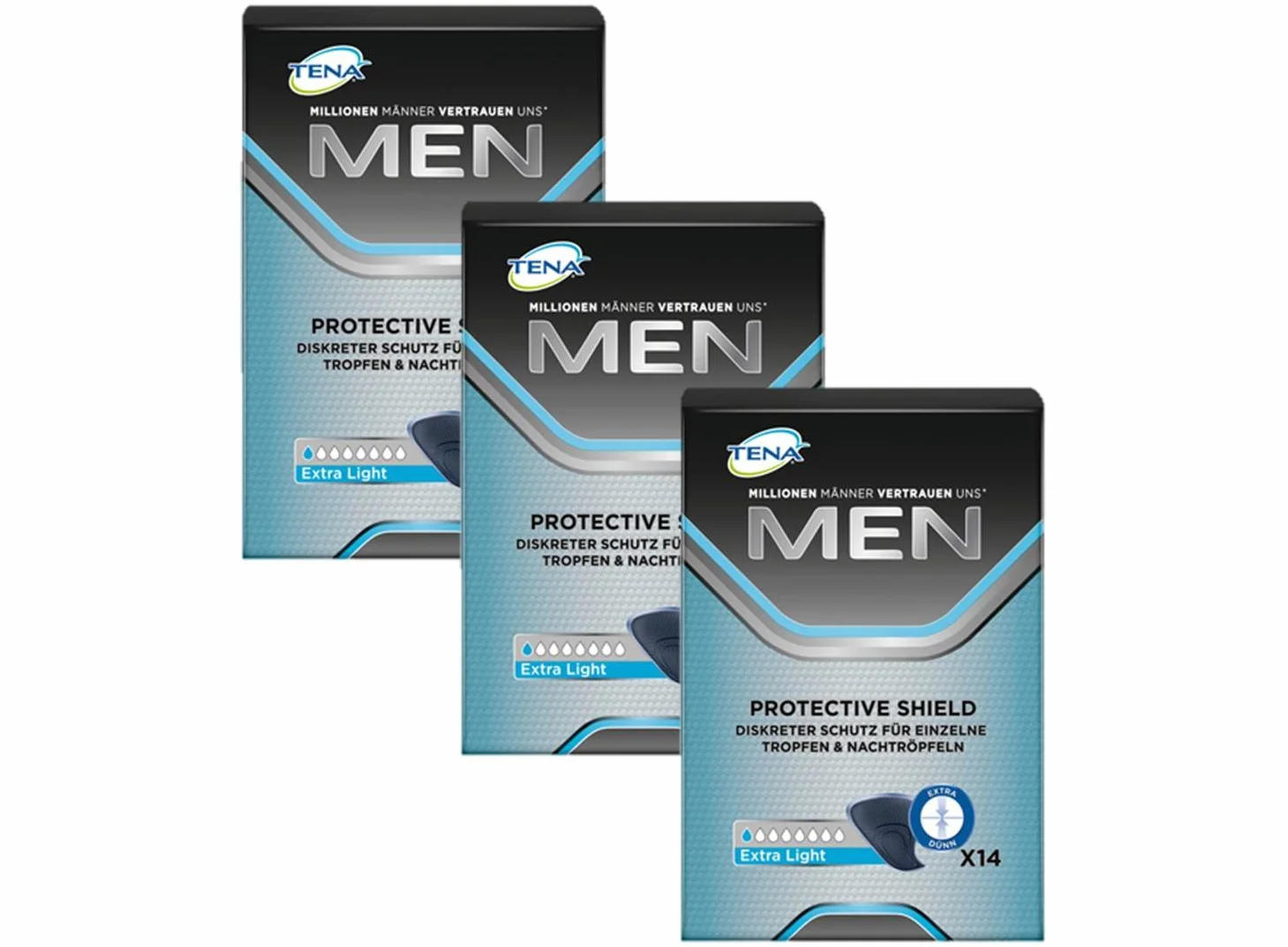 Tena Protección masculina extraligera para incontinencia leve 3 Paquetes 14 compresas