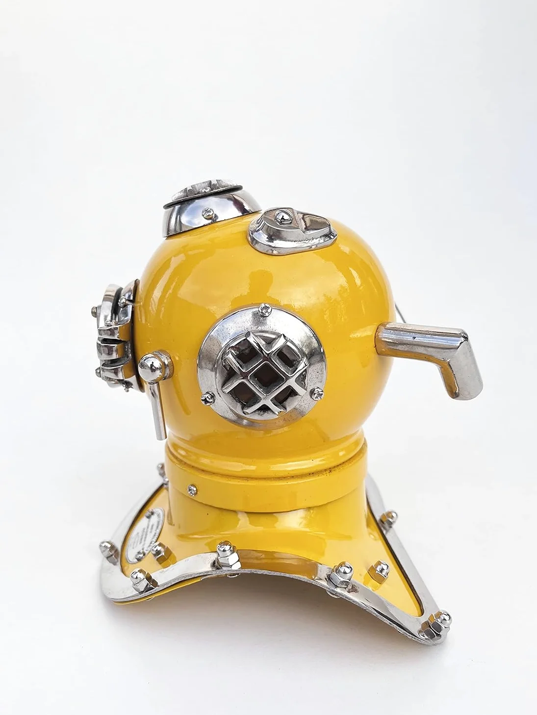 Mini casco de buceo amarillo US Navy Mark V Casco de buceo náutico Deep Diver Hekmet 15.2 cm Tabla a artículo