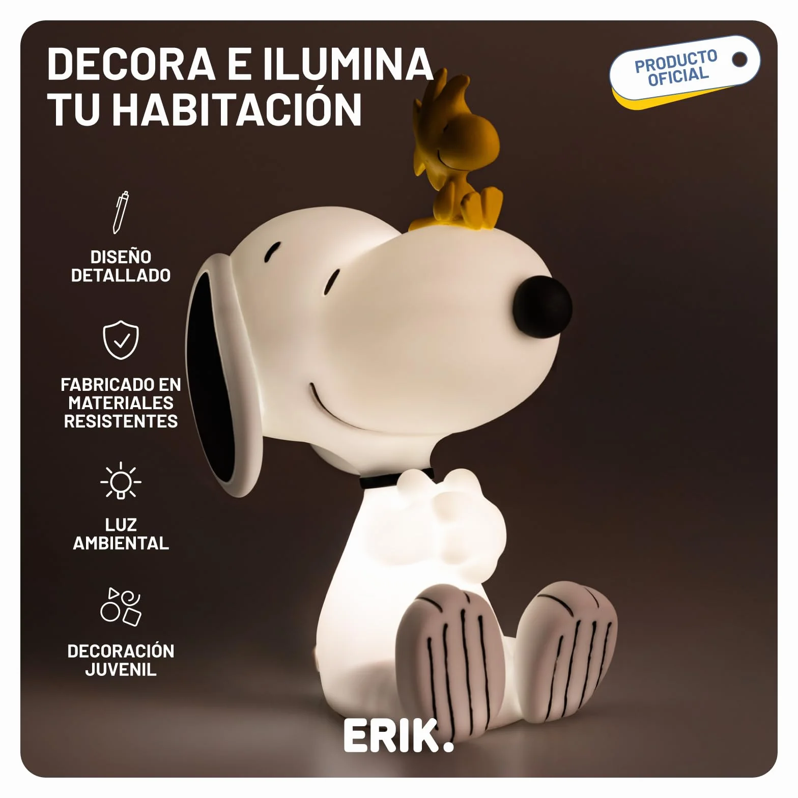 Grupo Erik Snoopy Lampka Nocna USB/Pilas Dekoracja Pokoju Dziecięcego