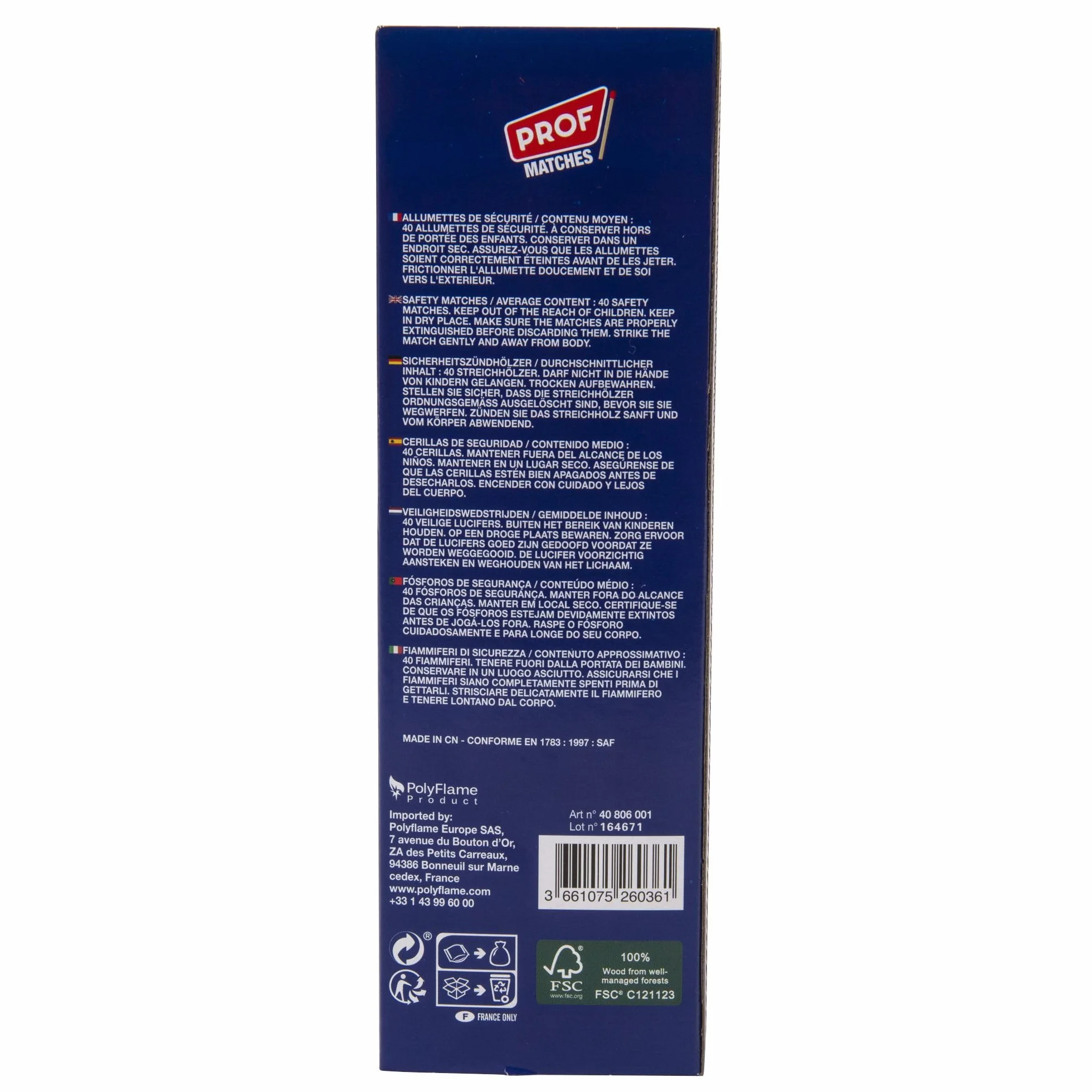 Pyro Feu Fosforos Extra-Largos 17cm Caja 40 Uds Madera