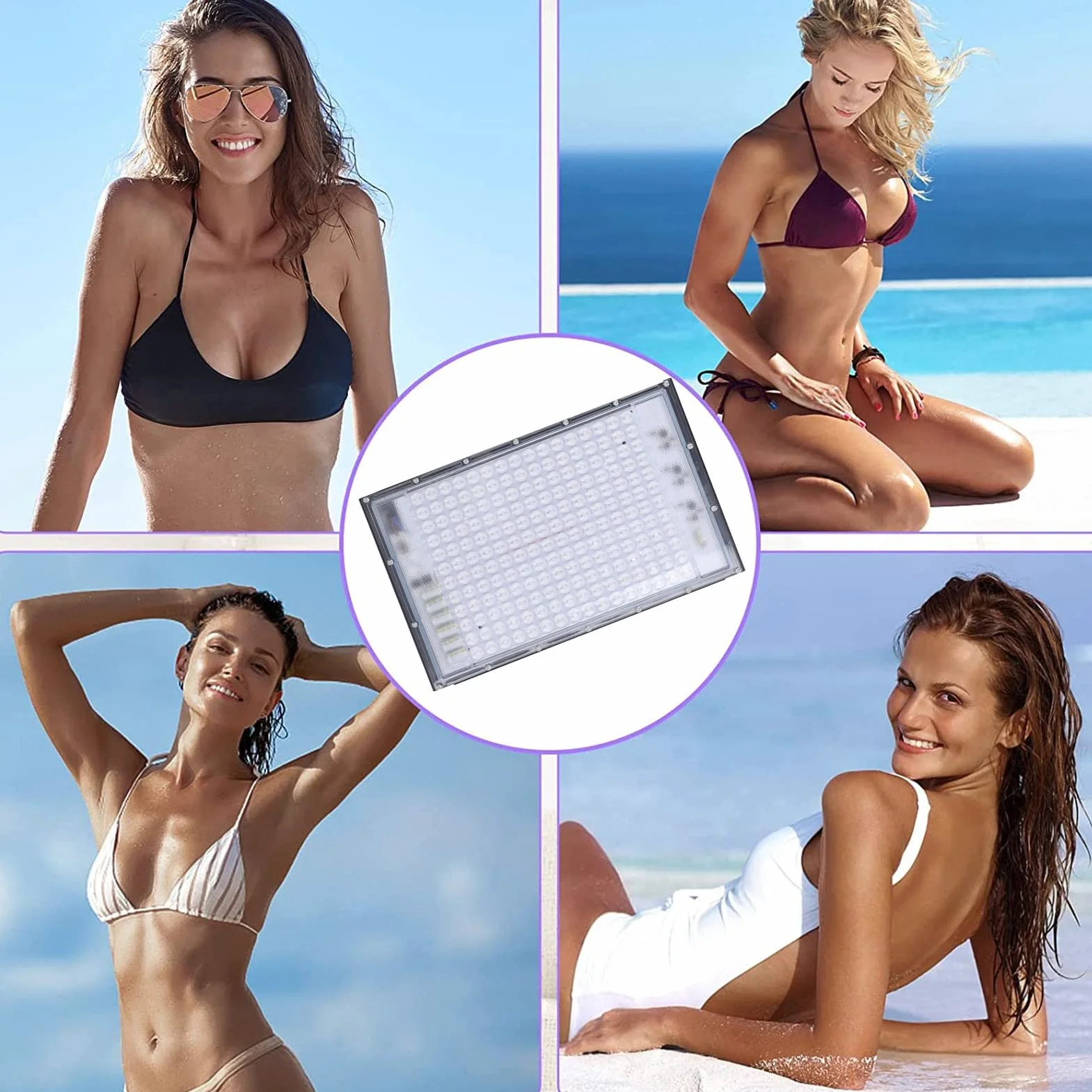 Lámpara de Bronceado 460nm 192 LED Luz Azul para Cara y Cuerpo con Kit Colgante