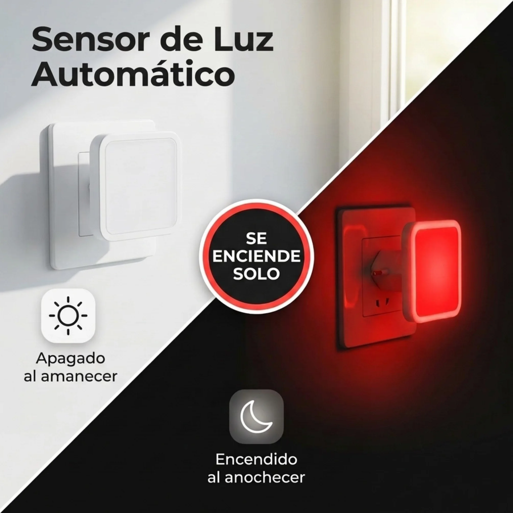 Luz Roja Nocturna Enchufable Pack de 2 Antiflicker para Dormir Mejor