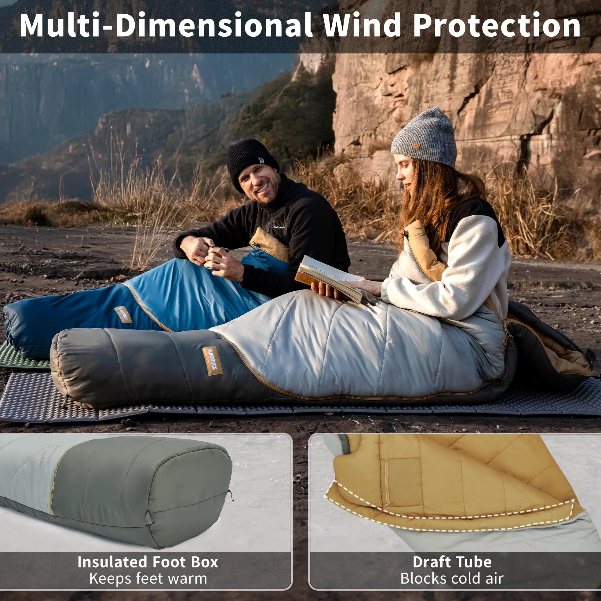 Naturehike Mujin Pro - Saco de dormir para adultos, 4 estaciones, cálido, impermeable, resistente al frío, ligero, portátil, para camping, senderismo, viajes al aire libre